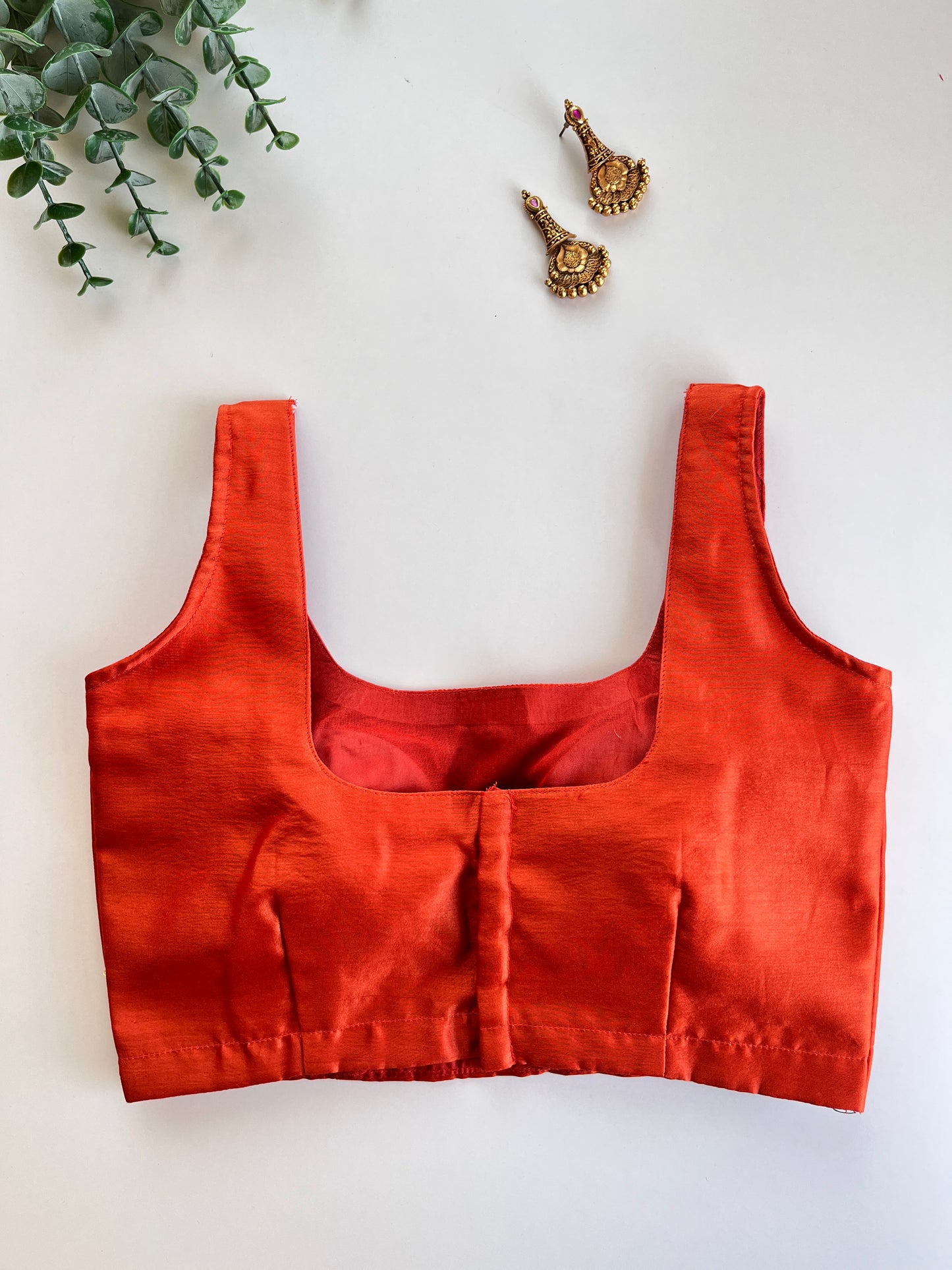 Rust Orange Sleeveless Blouse