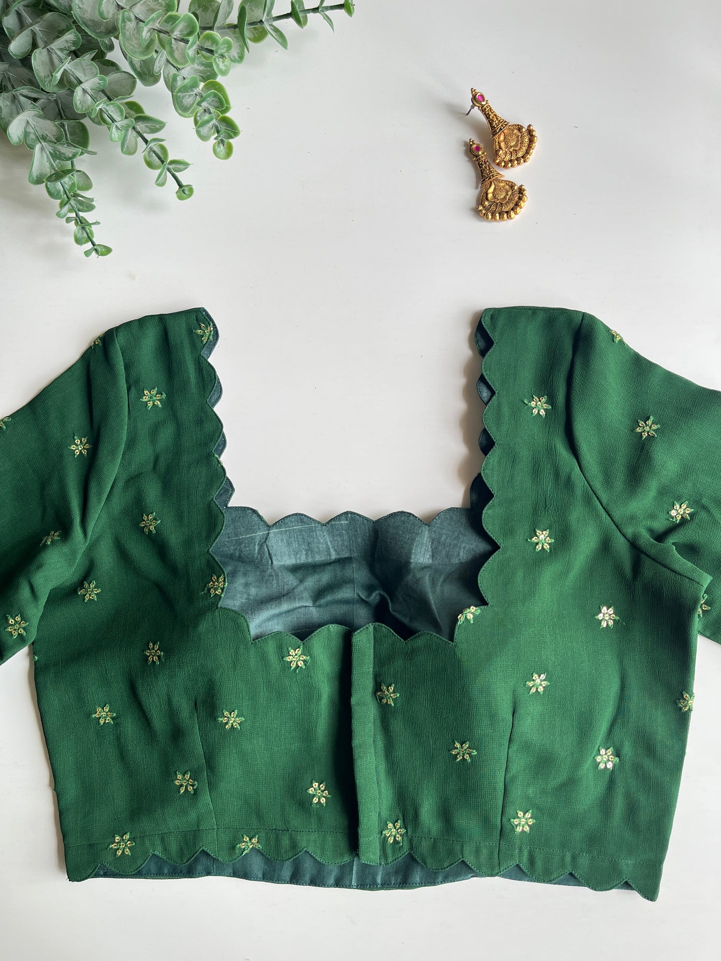 Green Scallop Blouse