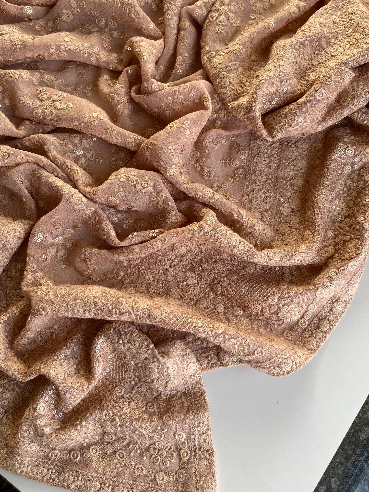 Light Nude Chikankari Saree