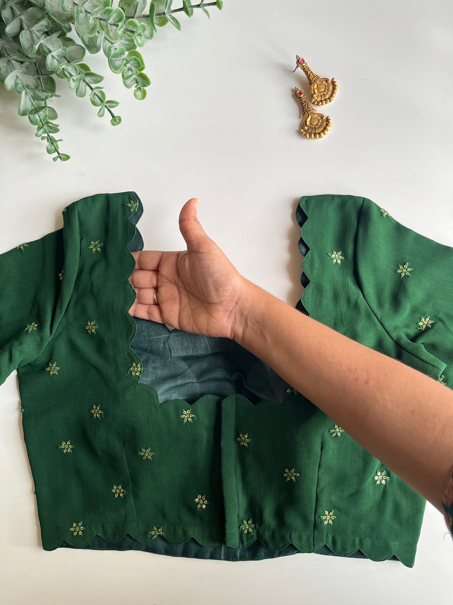 Green Scallop Blouse