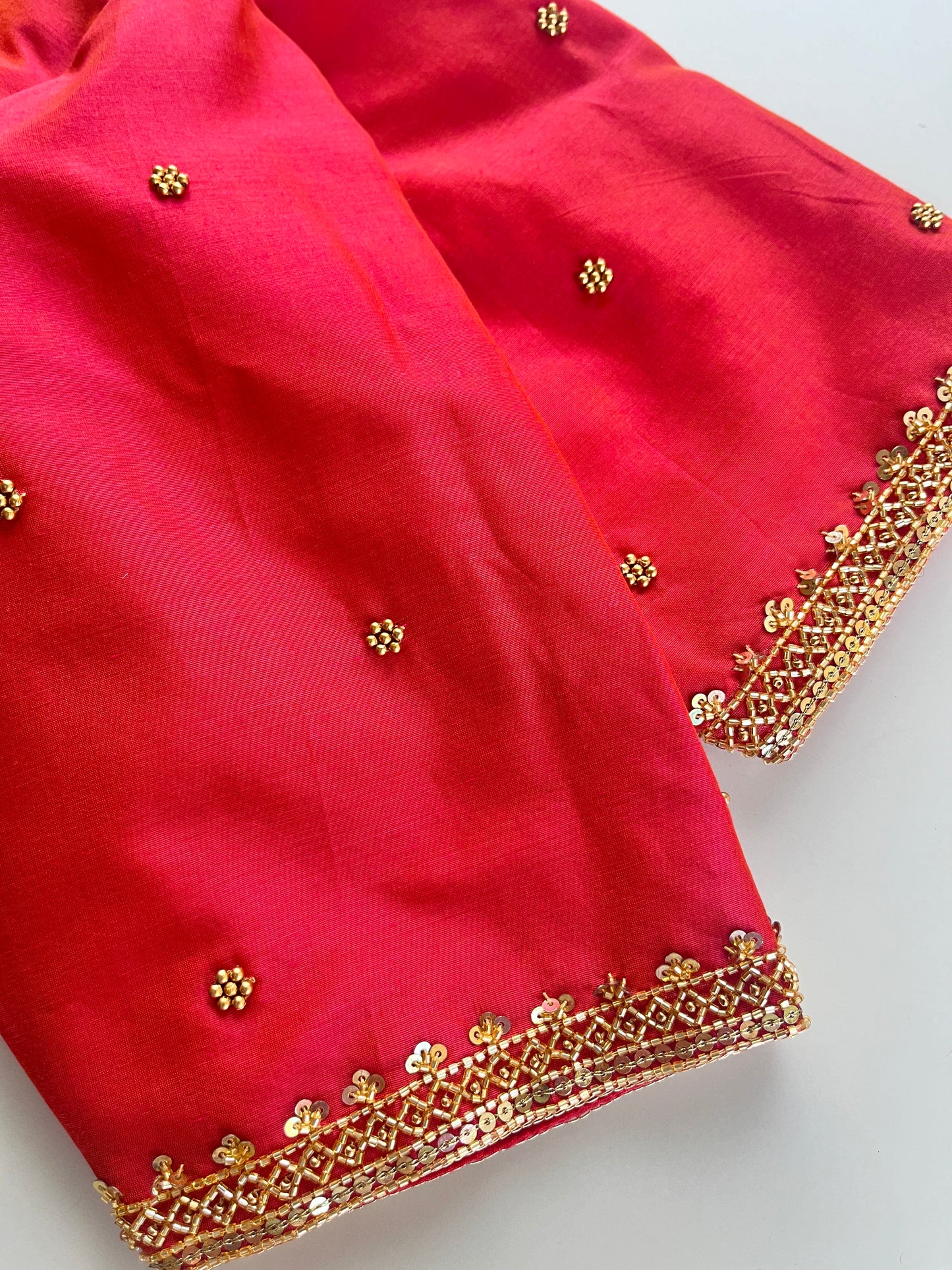 Peach Orange Handwork Blouse