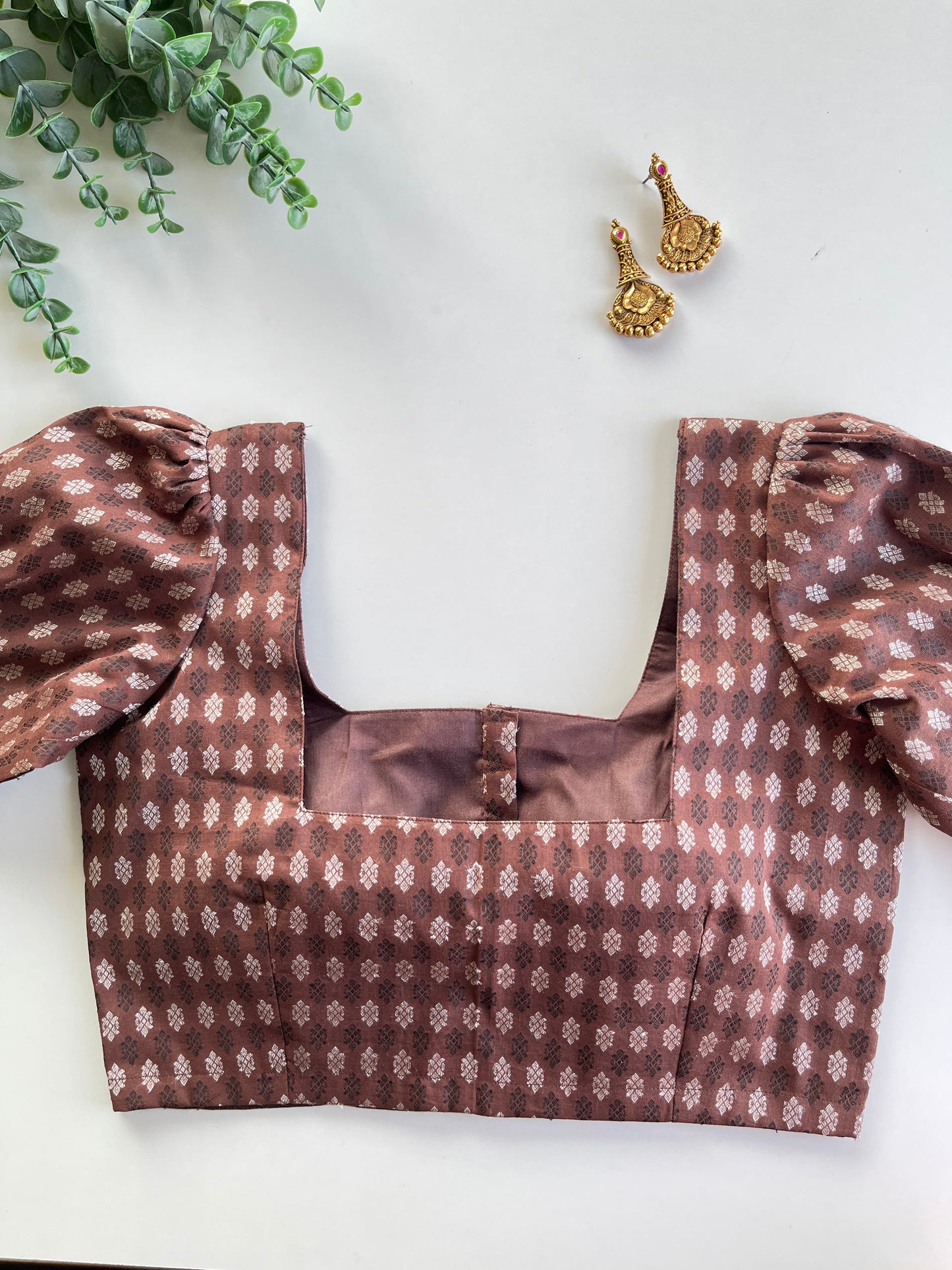 Chocolate Brown Brocade Blouse