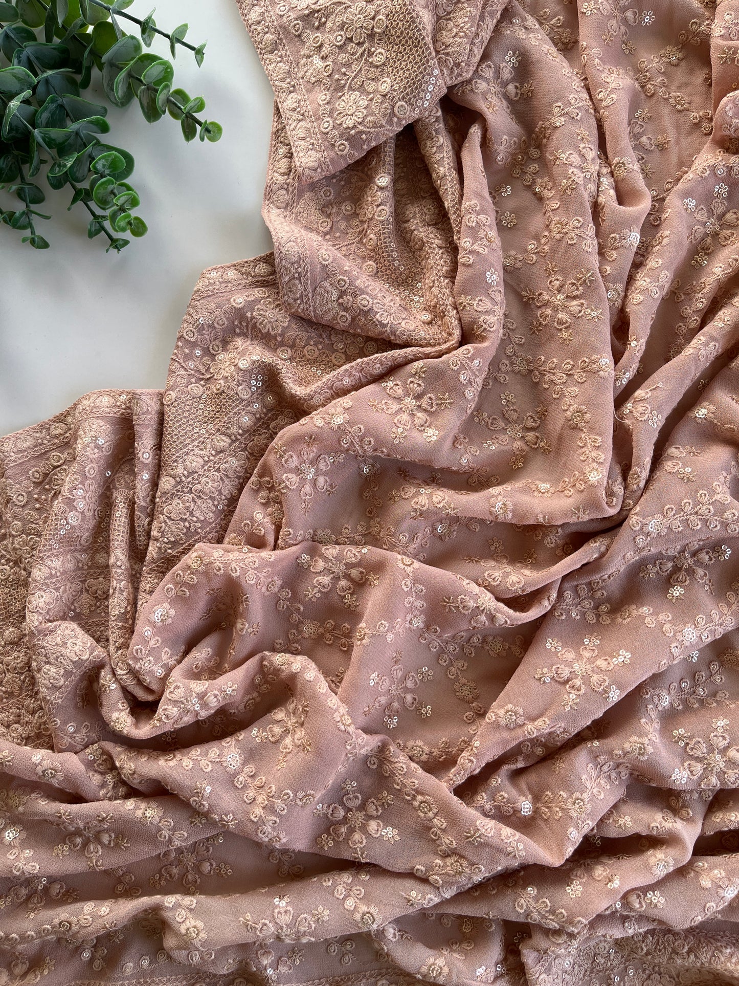 Light Nude Chikankari Saree