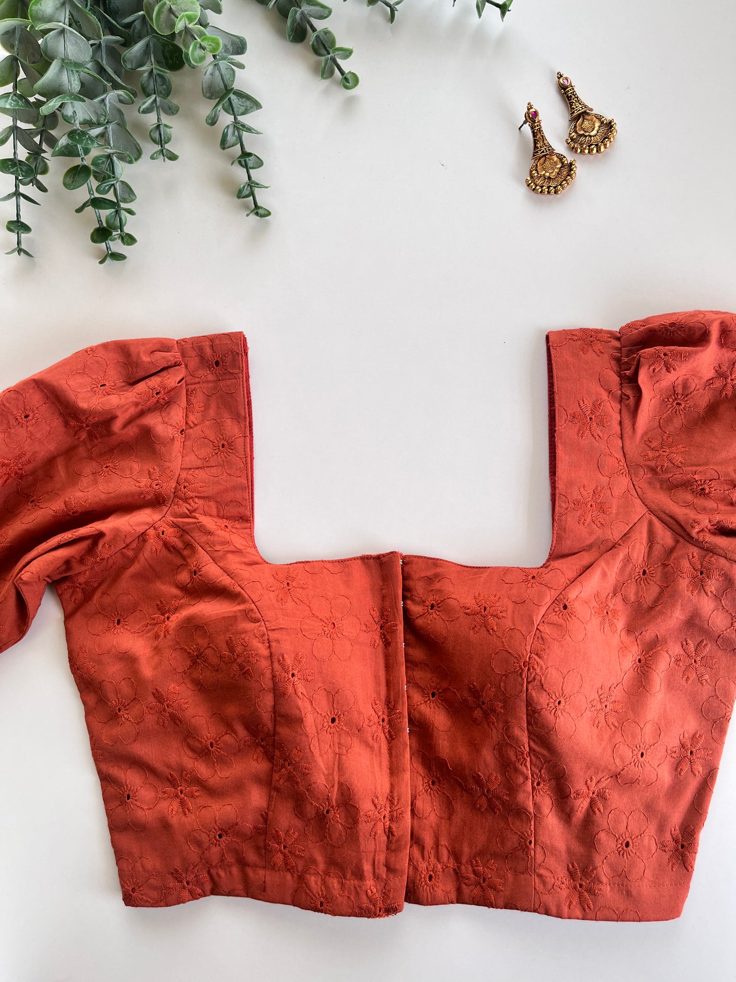 Rust Orange Hakoba Blouse