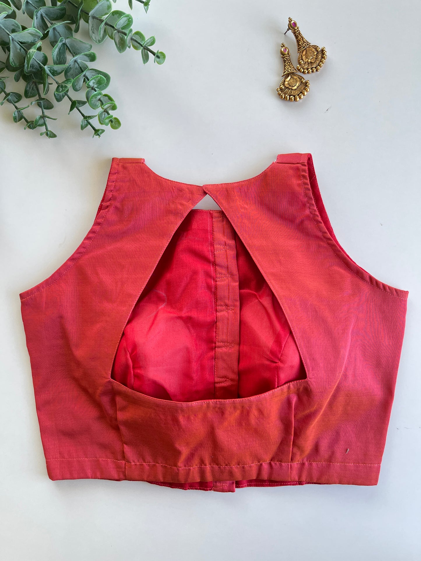 Peach Orange Sleeveless Blouse