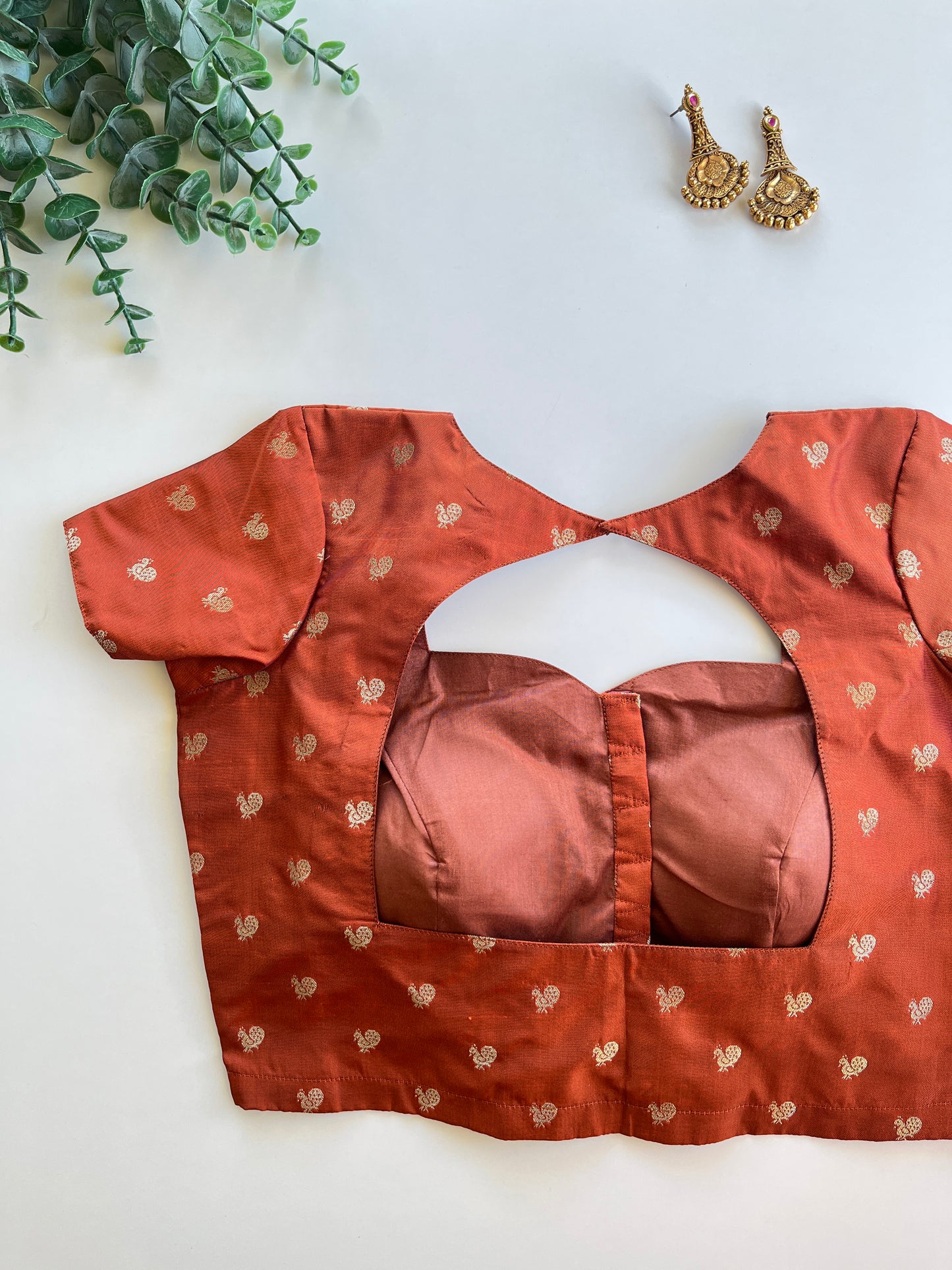 Rust Orange Peacock Blouse