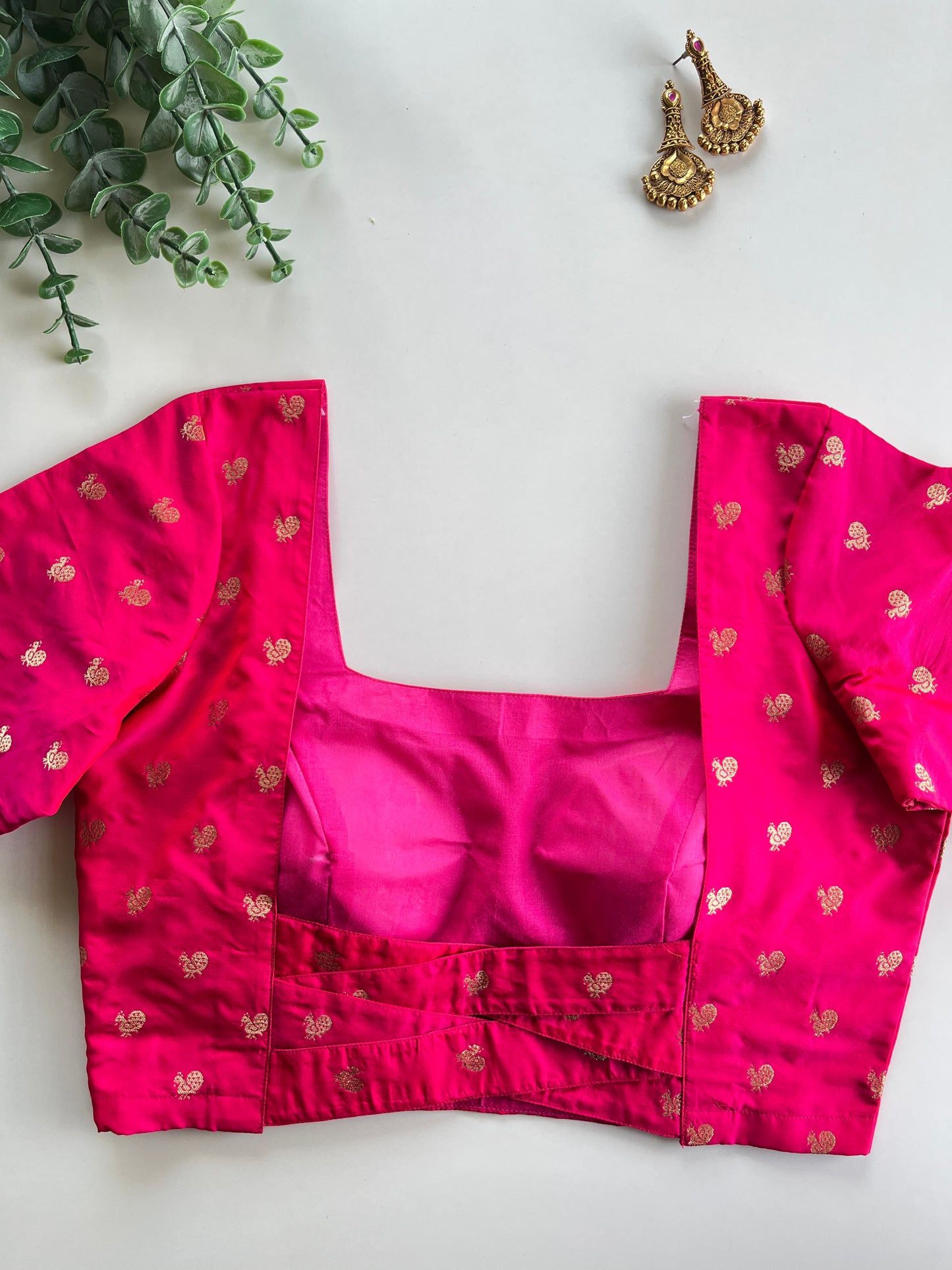 Pink Peacock Butta Blouse