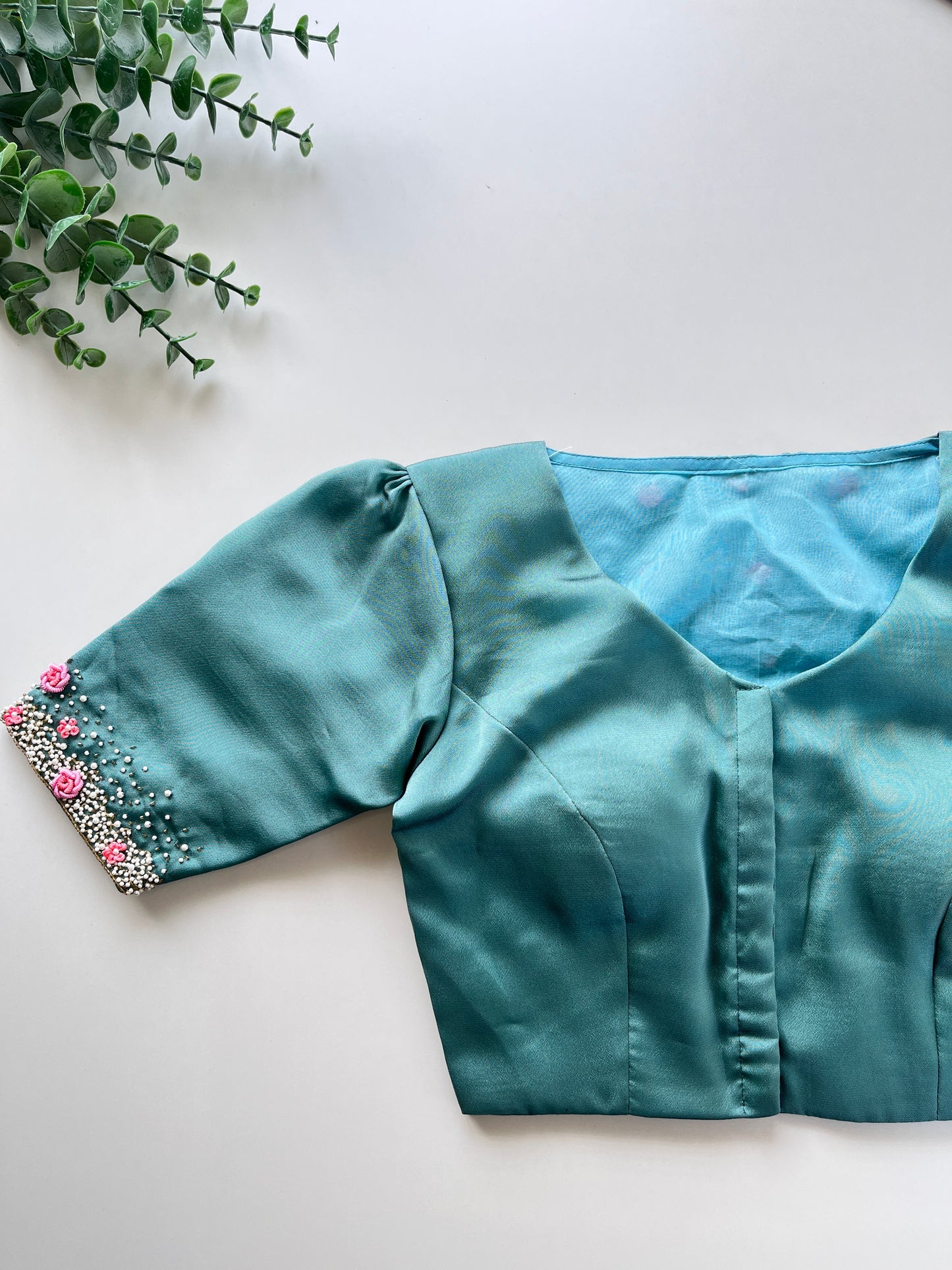 Turkish Blue Bullion rose Blouse