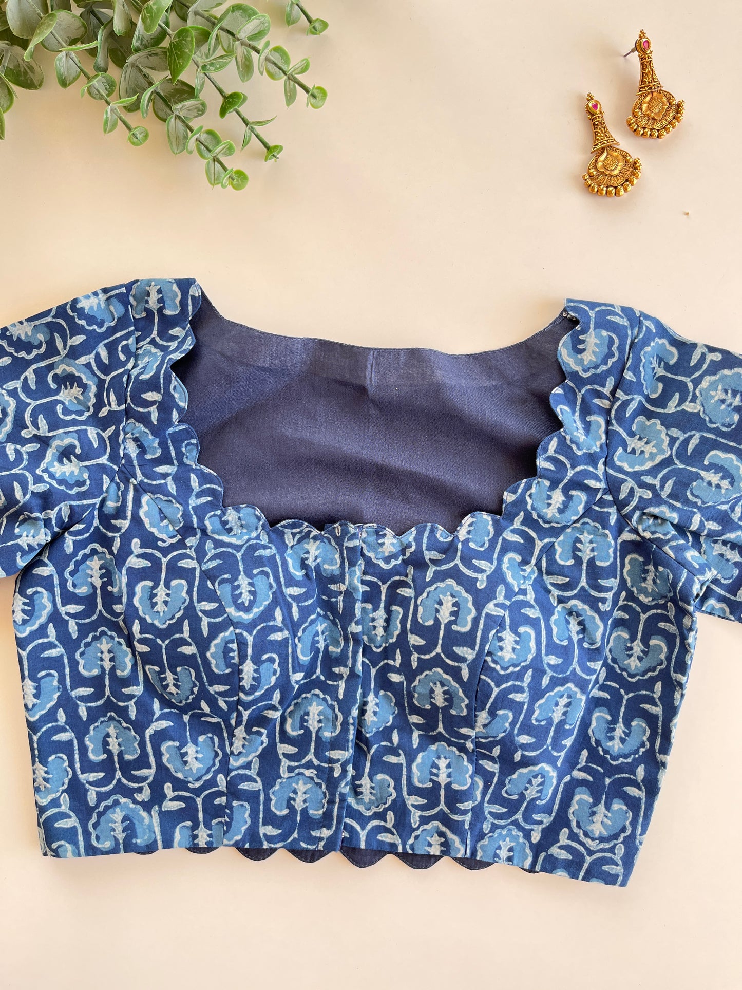 Indigo Scallop Blouse