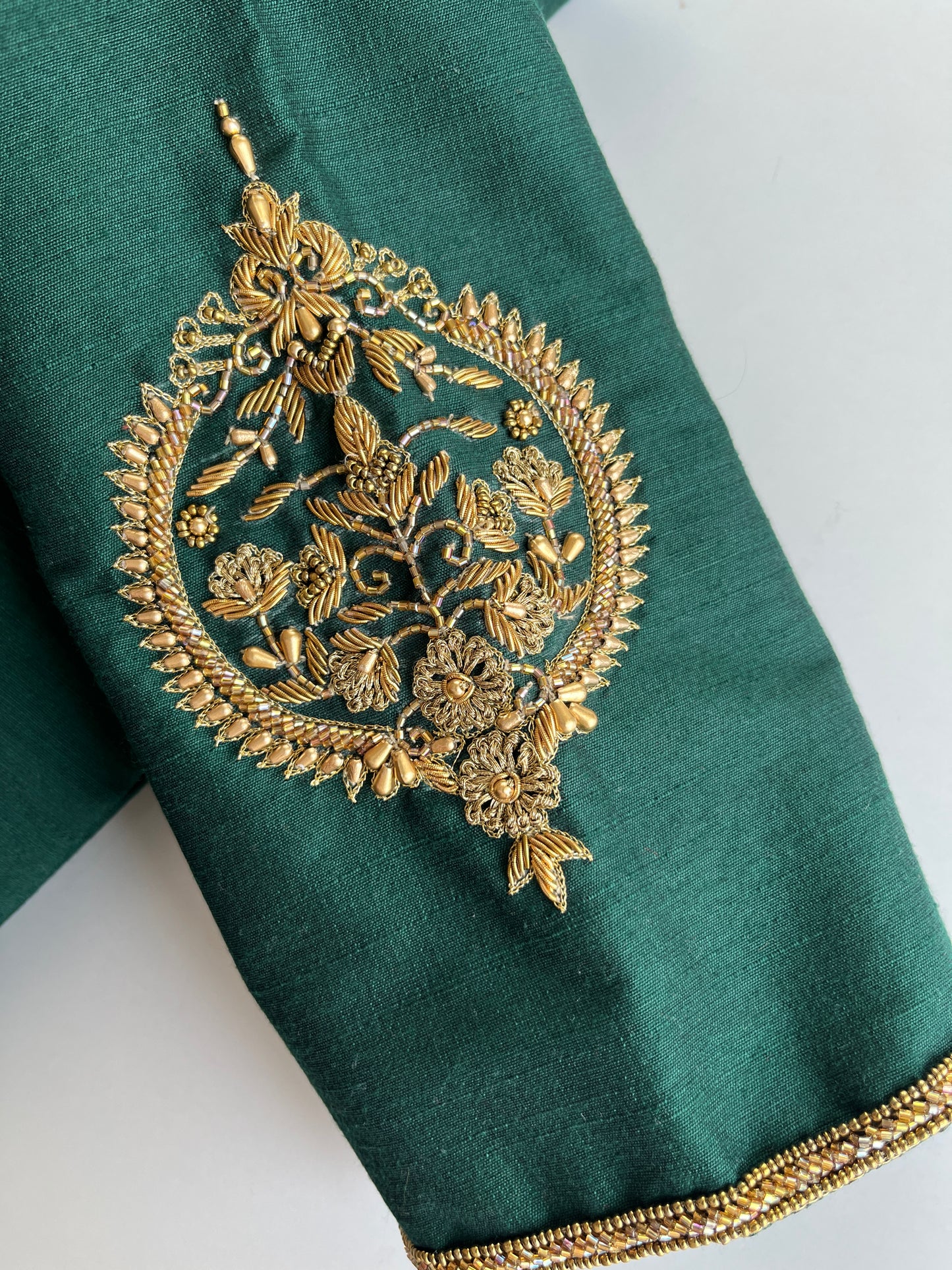 Dark Green Minimal Handwork Blouse