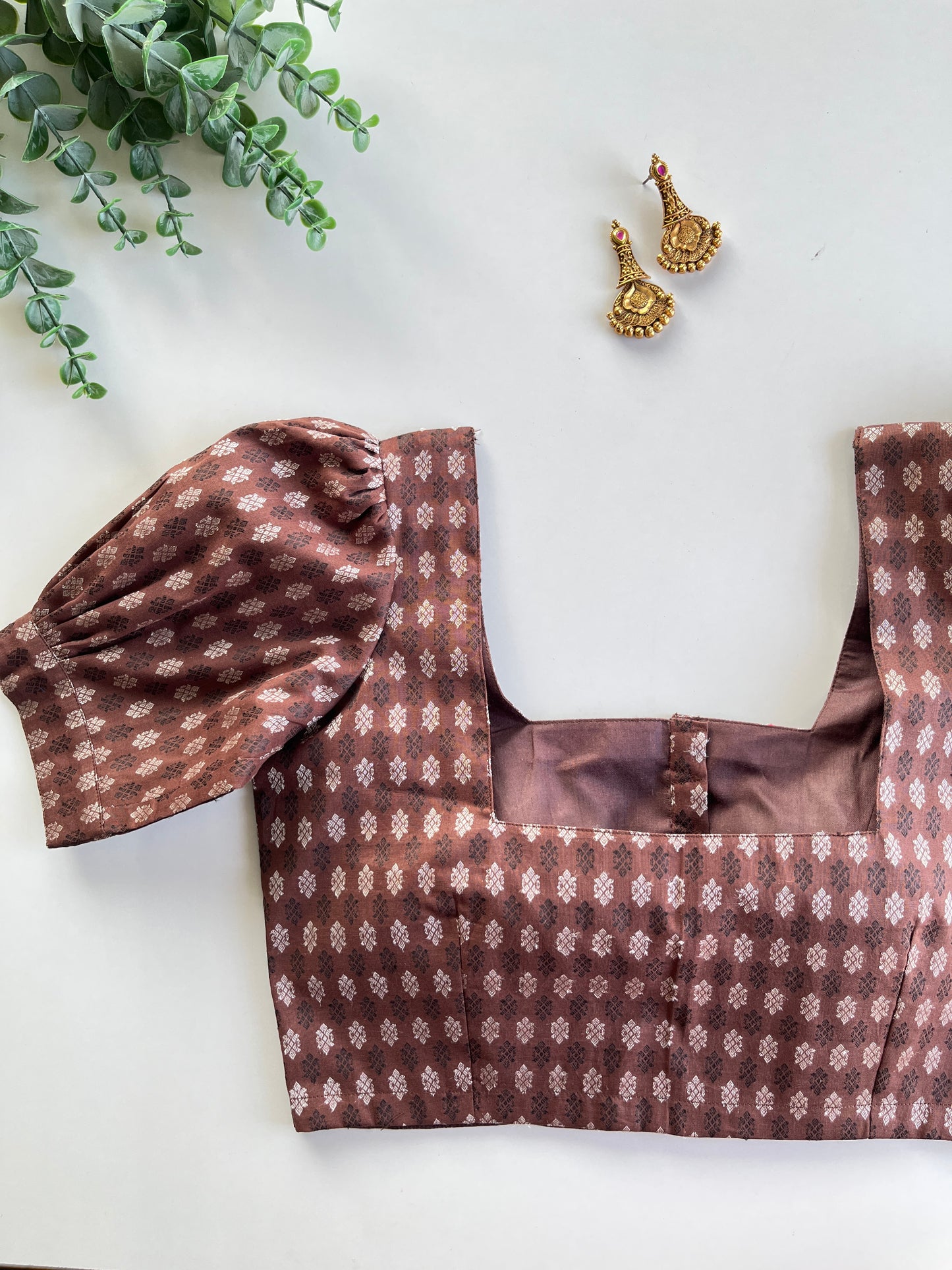 Chocolate Brown Brocade Blouse