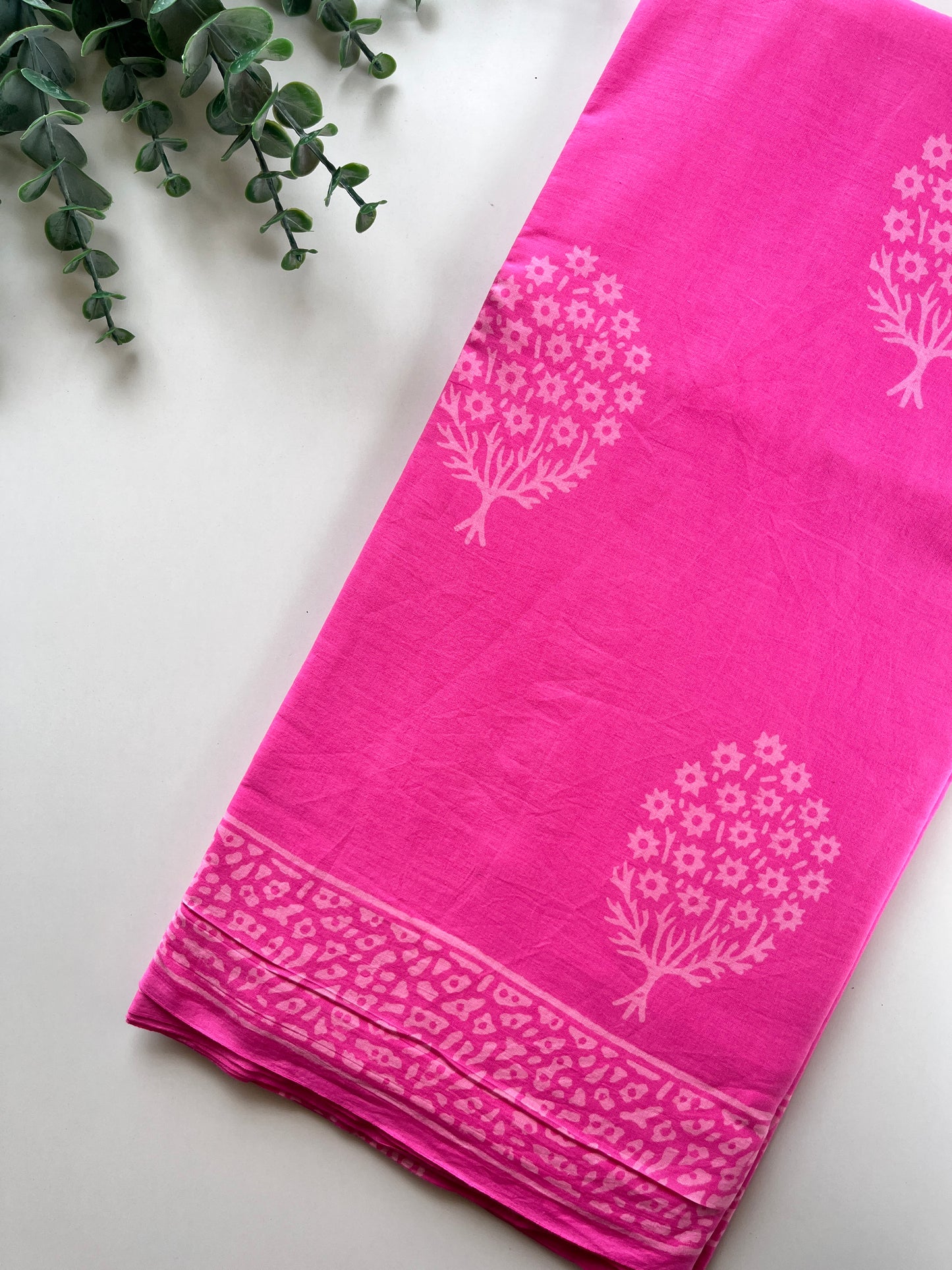 Pink Block Printed Saree