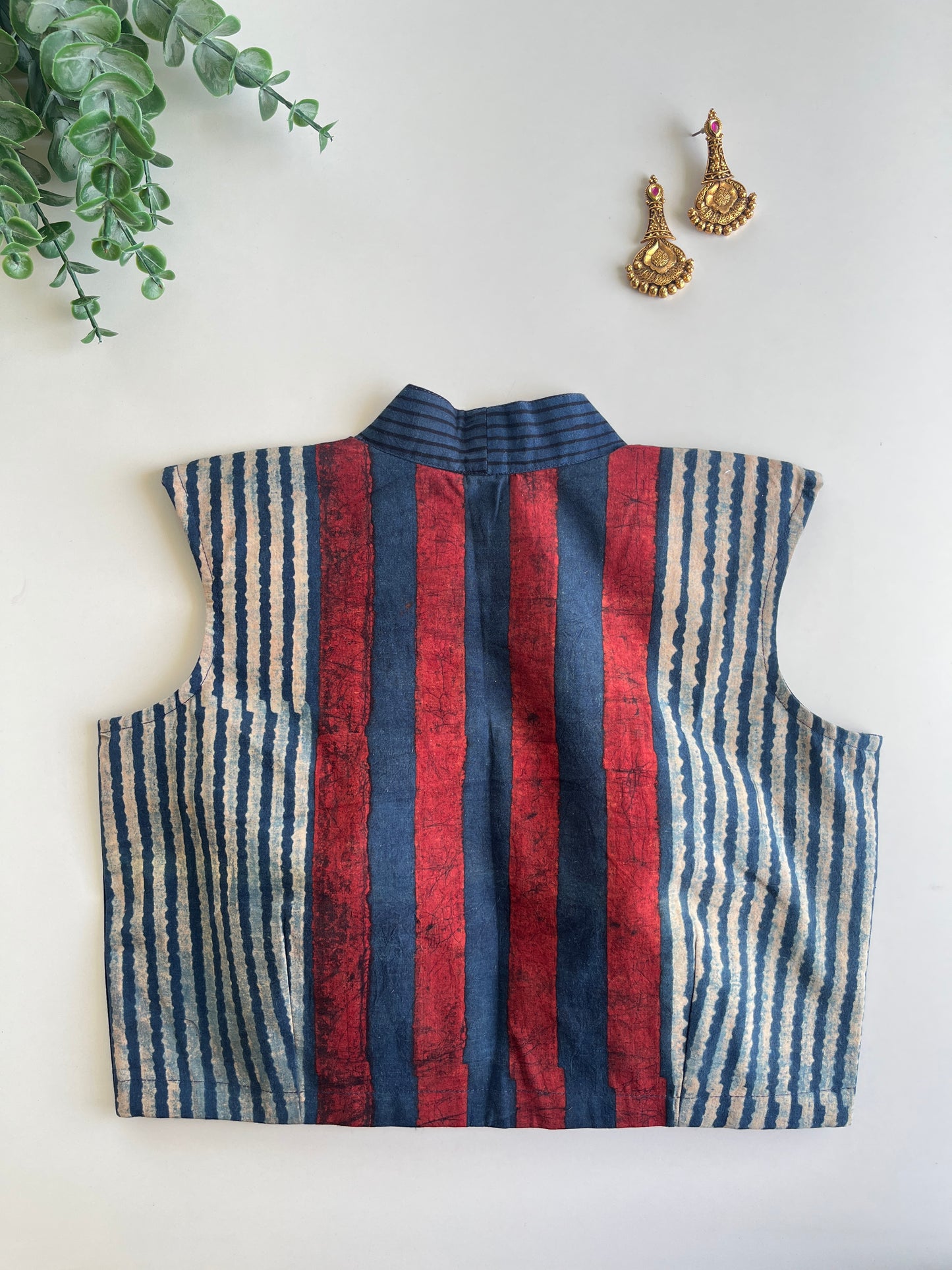 Indigo Maroon Stripes Blouse