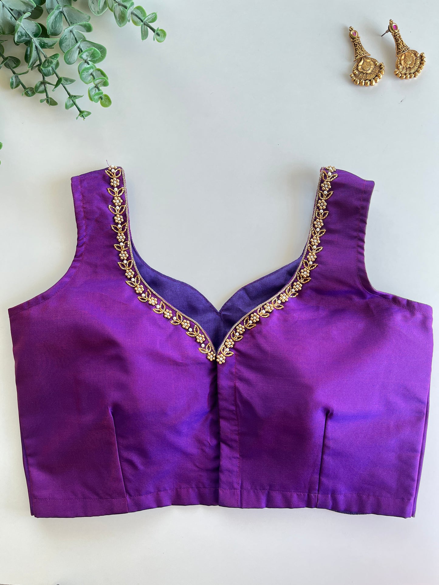 Purple Minimal Handwork Blouse