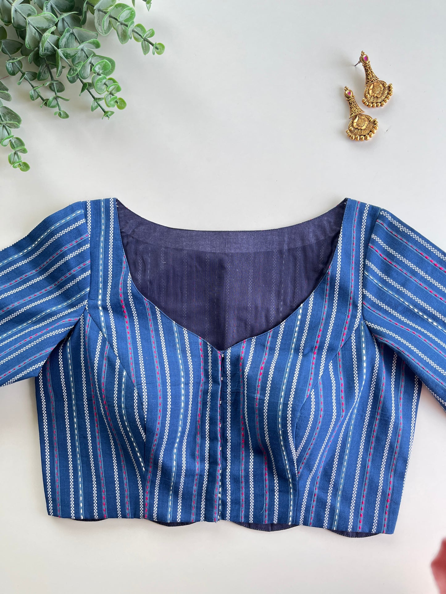 Blue Stripe Scallop Blouse