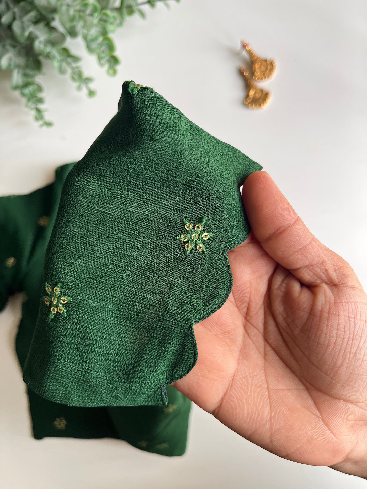 Green Scallop Blouse