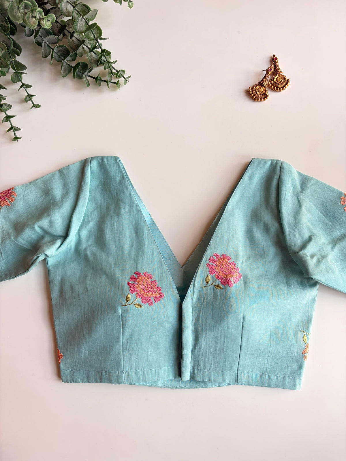 Pastel Blue Floral Blouse