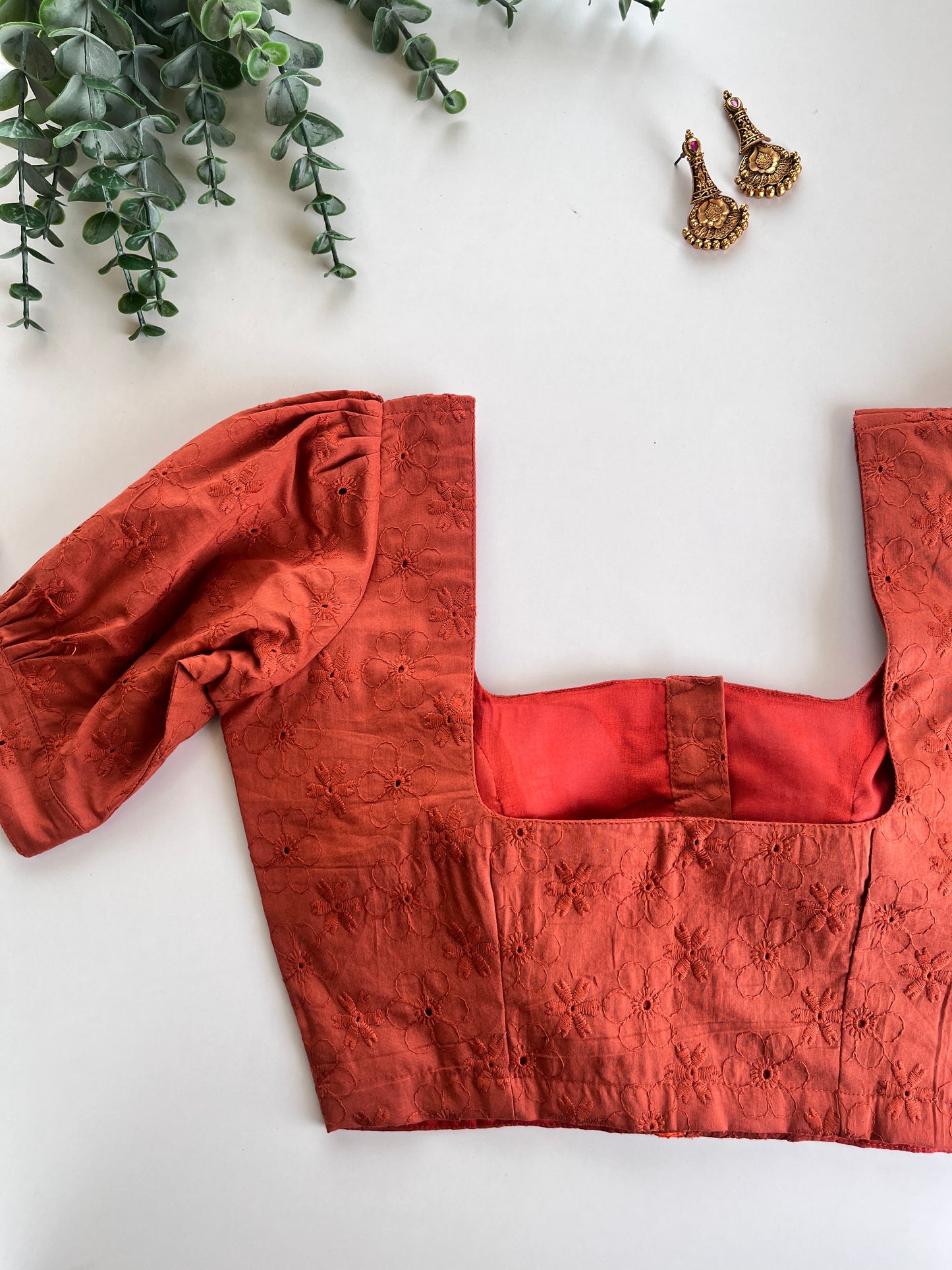 Rust Orange Hakoba Blouse