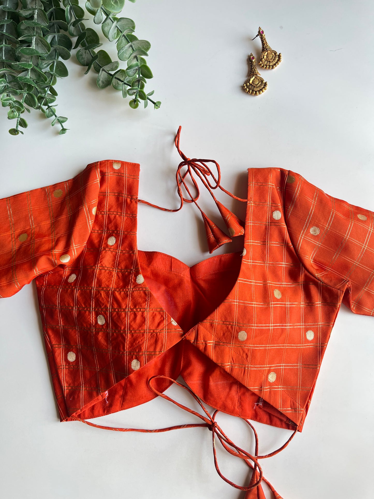 Orange Check Blouse