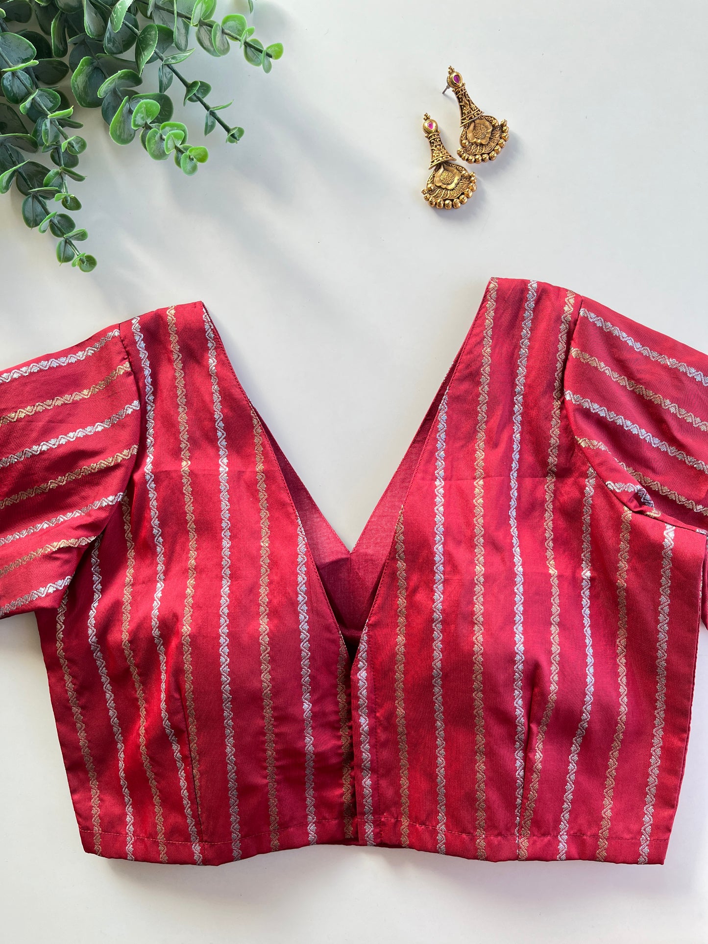 Crimson Red Linear Blouse