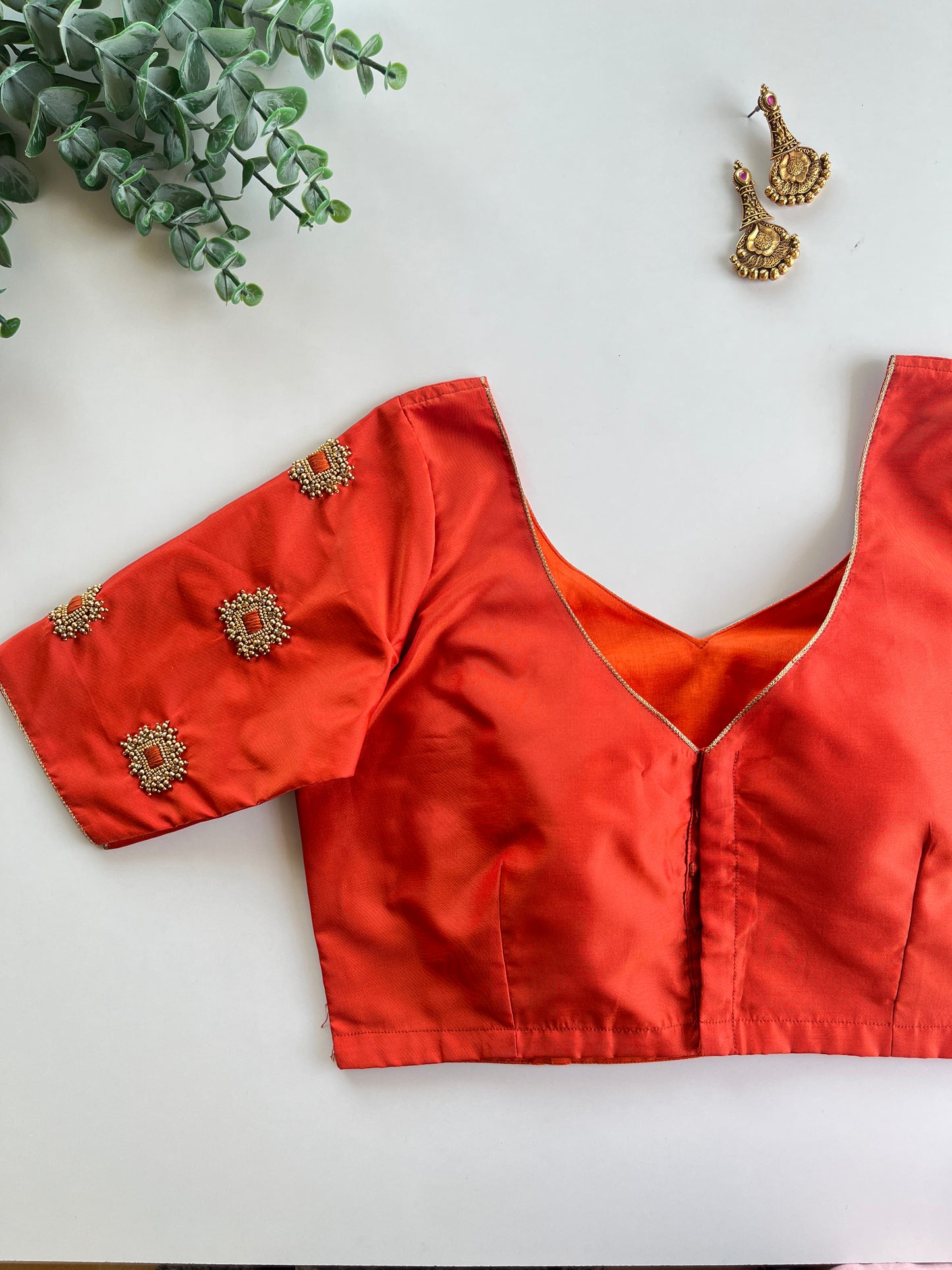 Orange Minimal Handwork Blouse