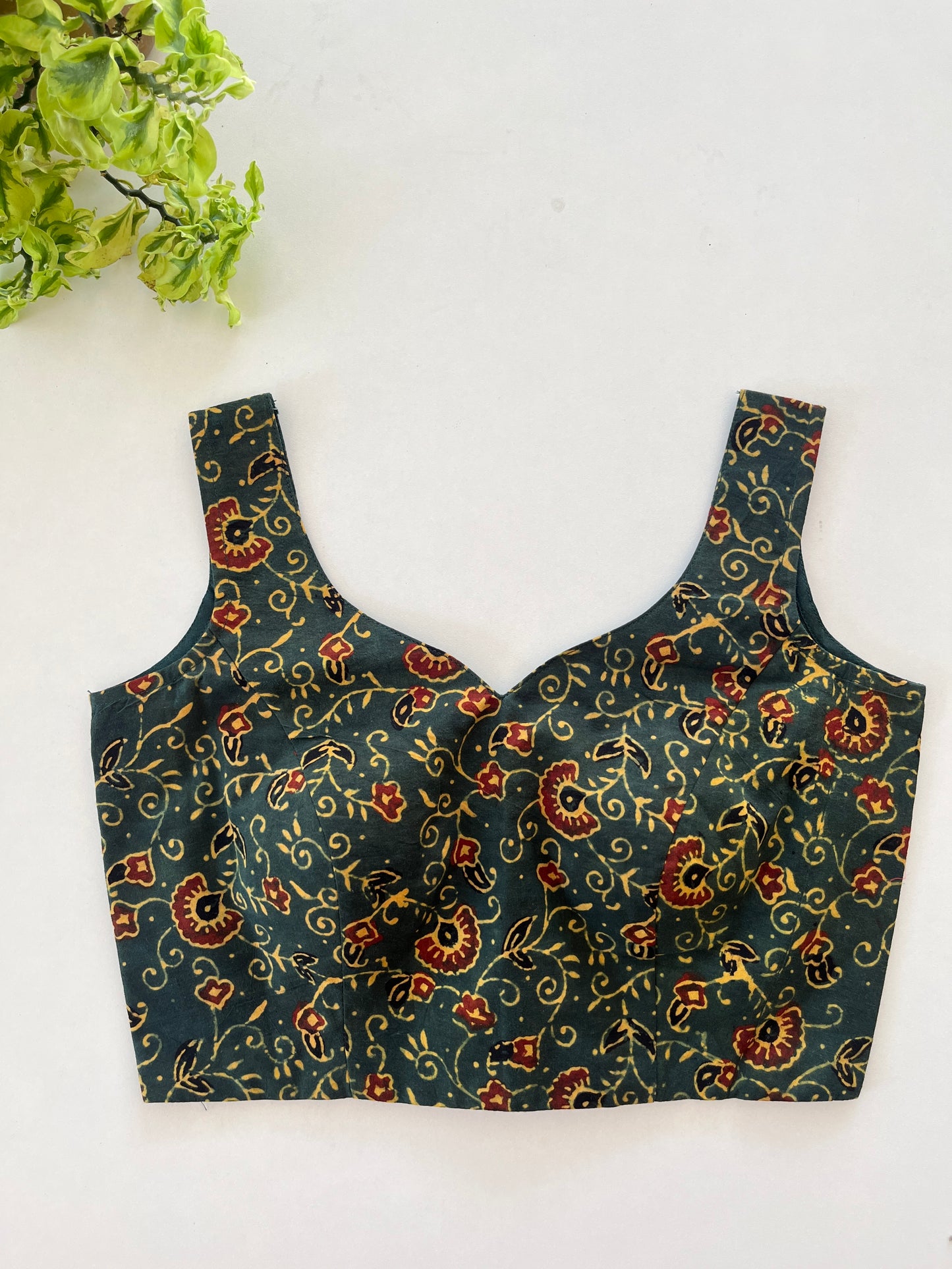 Green Ajrakh Blouse