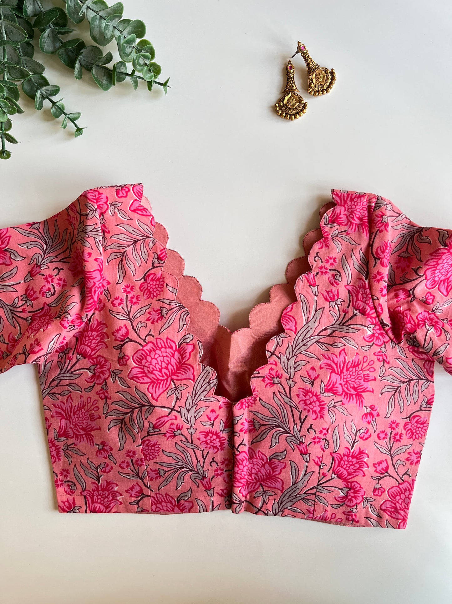 Pink Cotton Floral Blouse