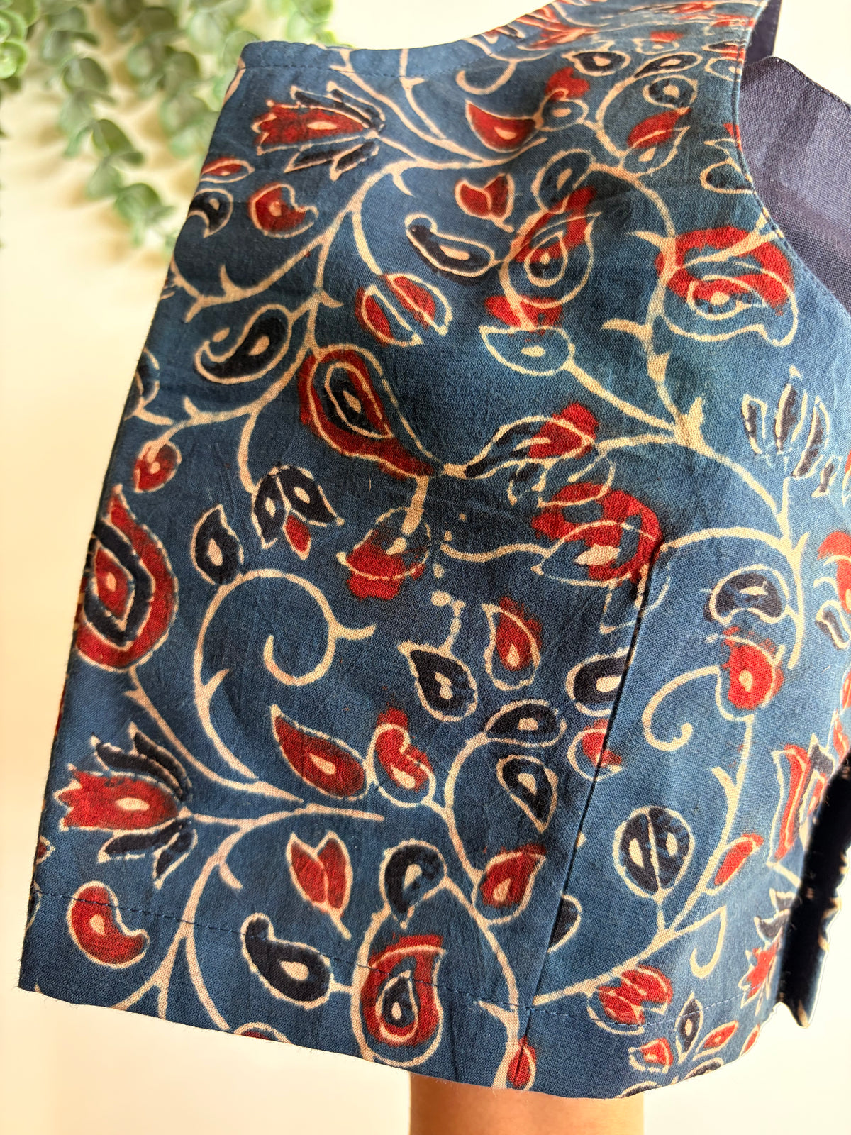 Navy Blue Ajrakh Blouse