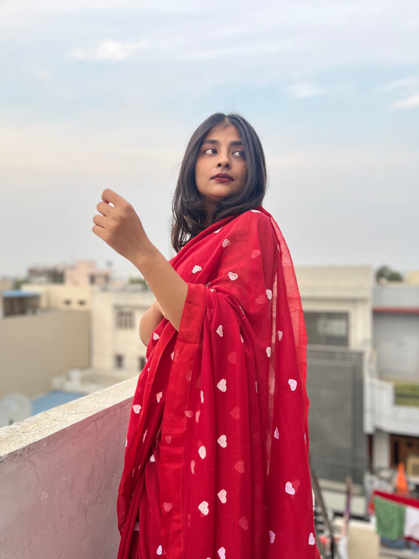 Red Mul Saree & Stitched Blouse