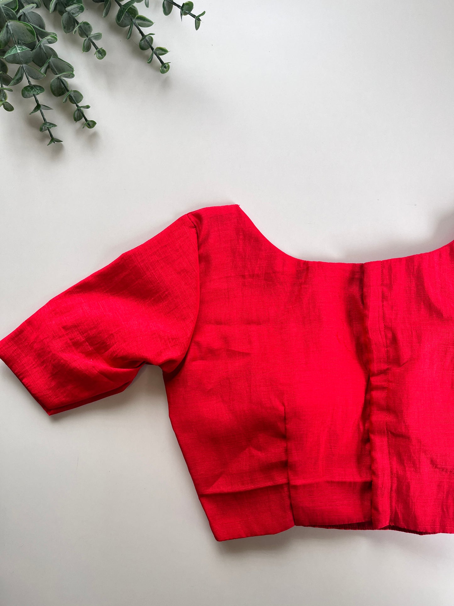Bright Red Simple Handwork Blouse
