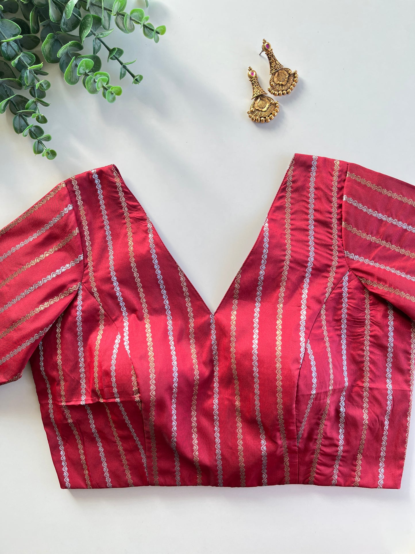 Crimson Red Linear Blouse