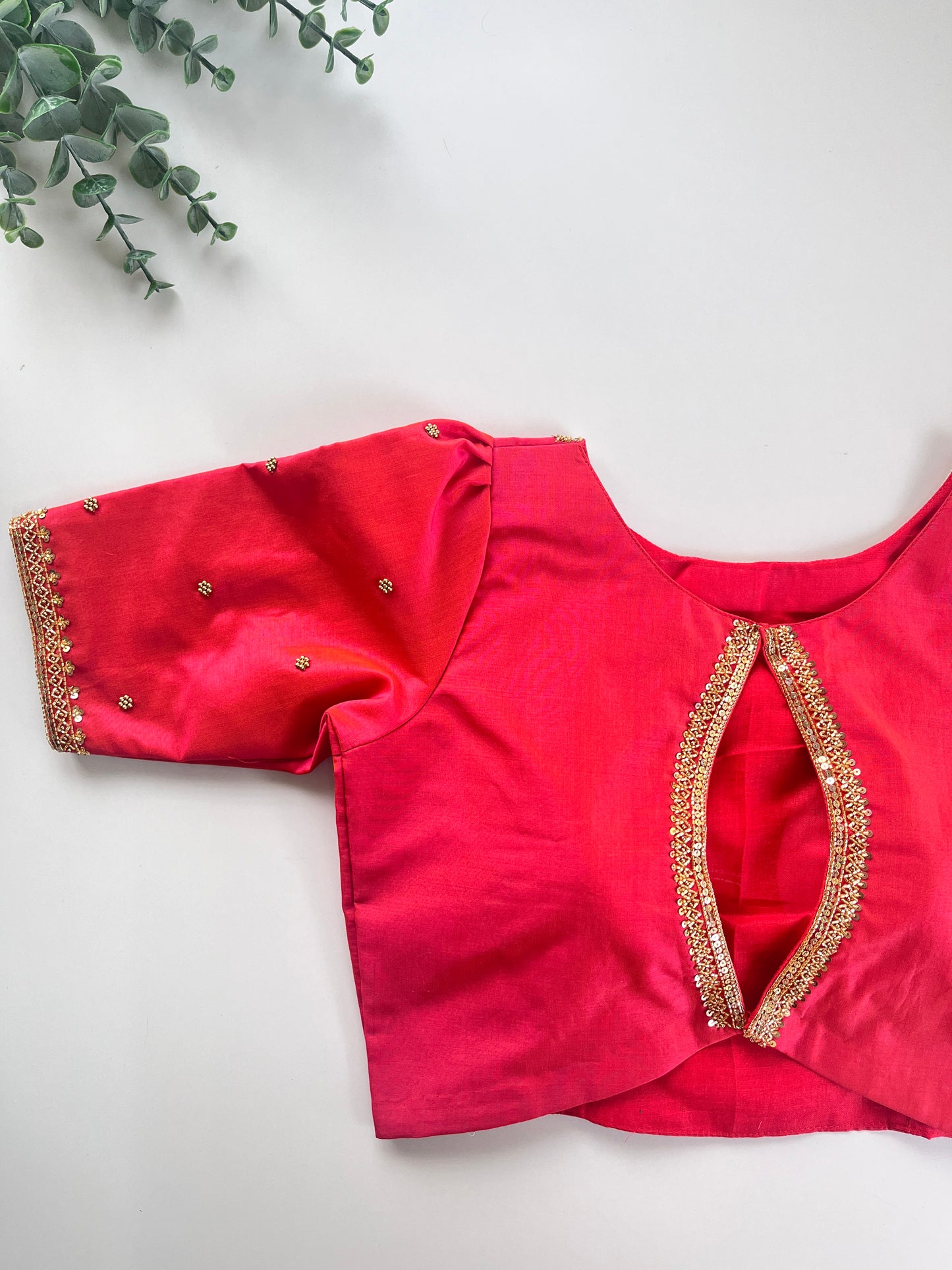 Peach Orange Handwork Blouse