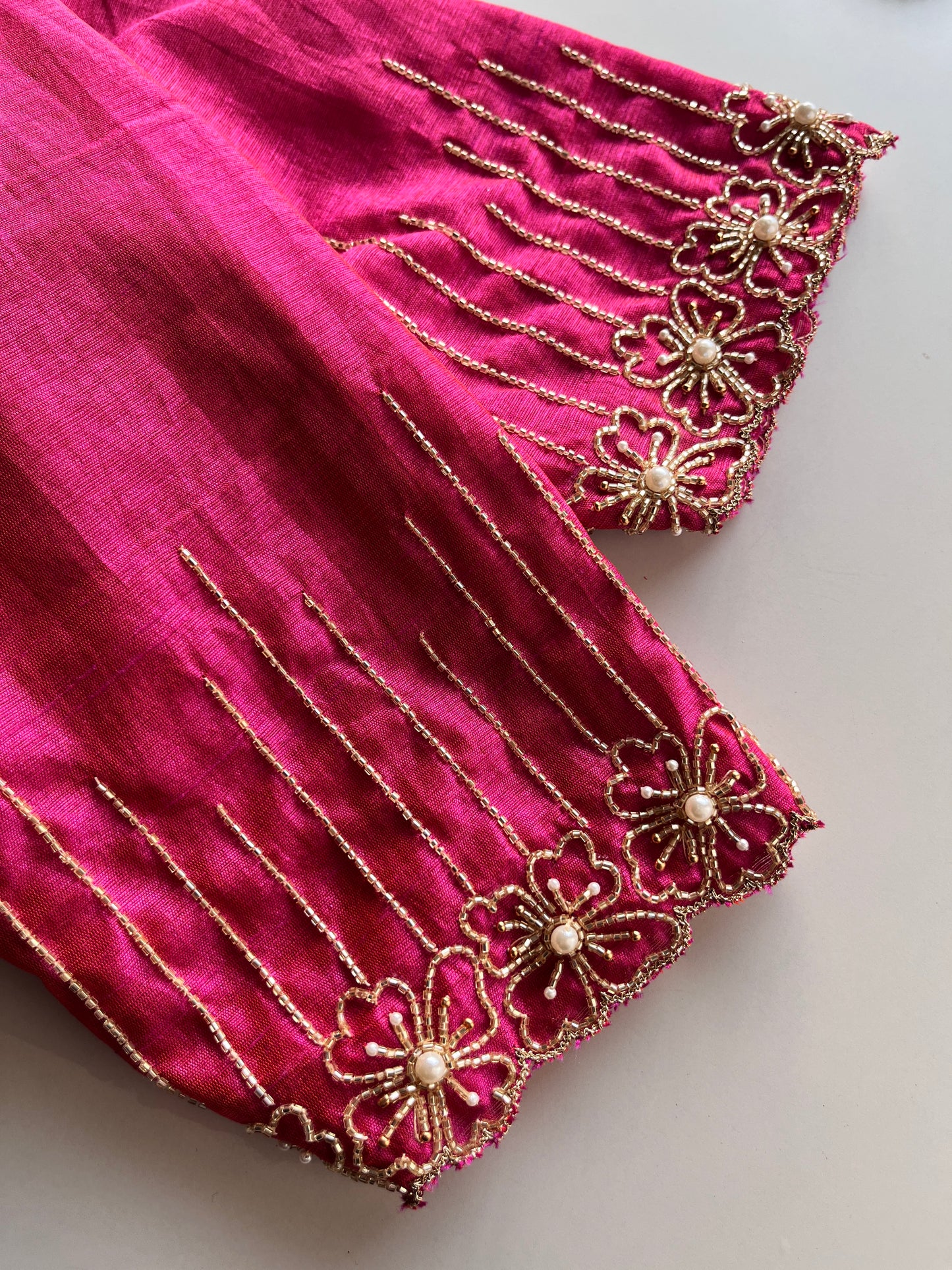 Pink Floral Handwork Blouse