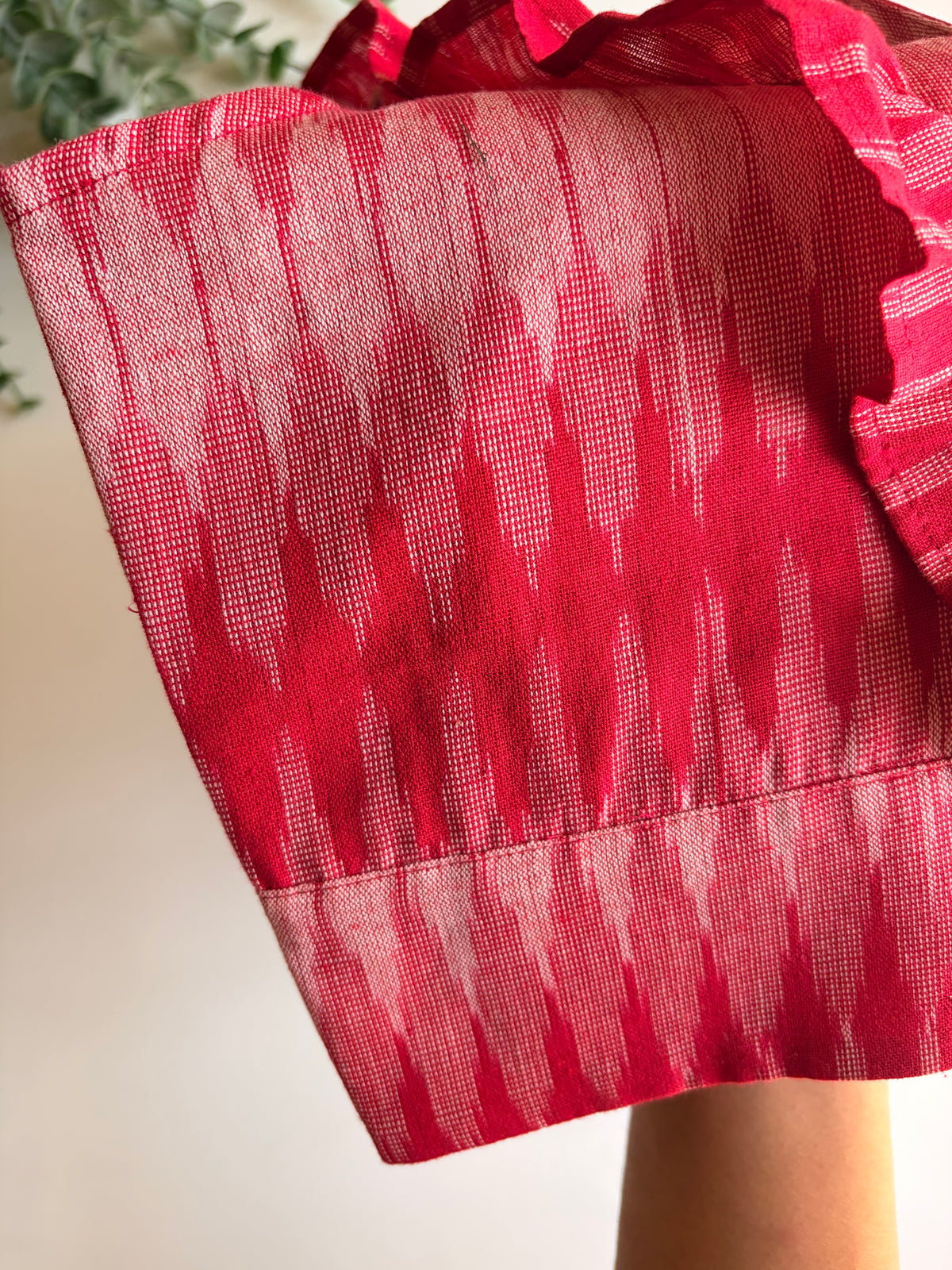 Pink Ikkat Frill Blouse