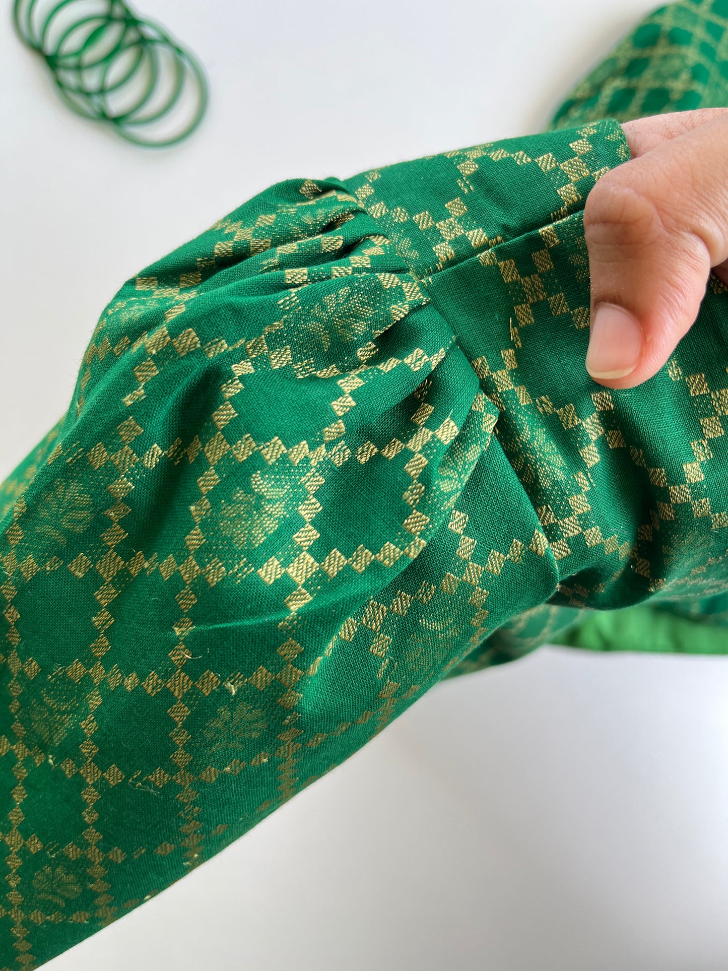 Green Brocade Blouse
