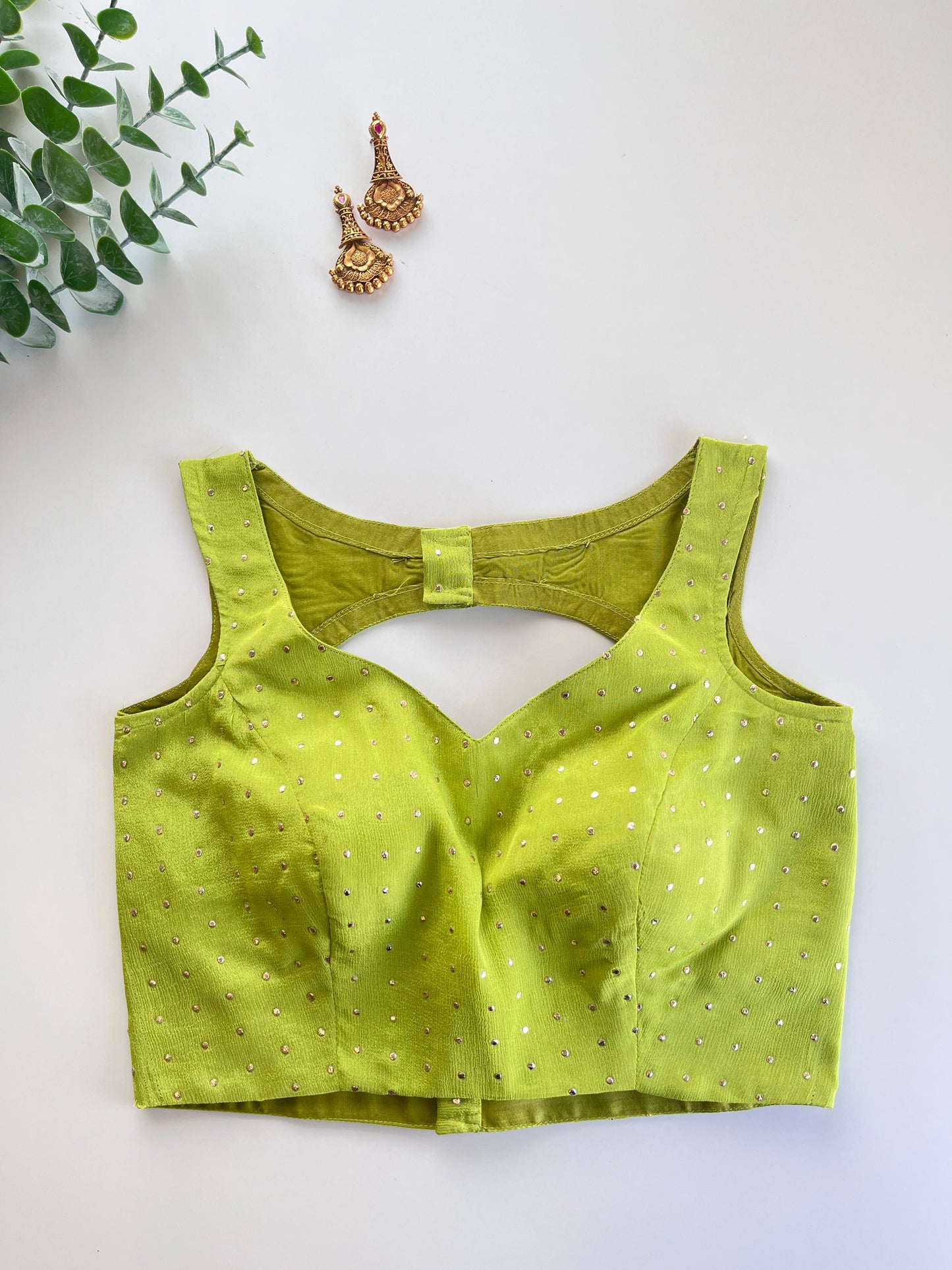 Parrot Green Sleeveless Blouse