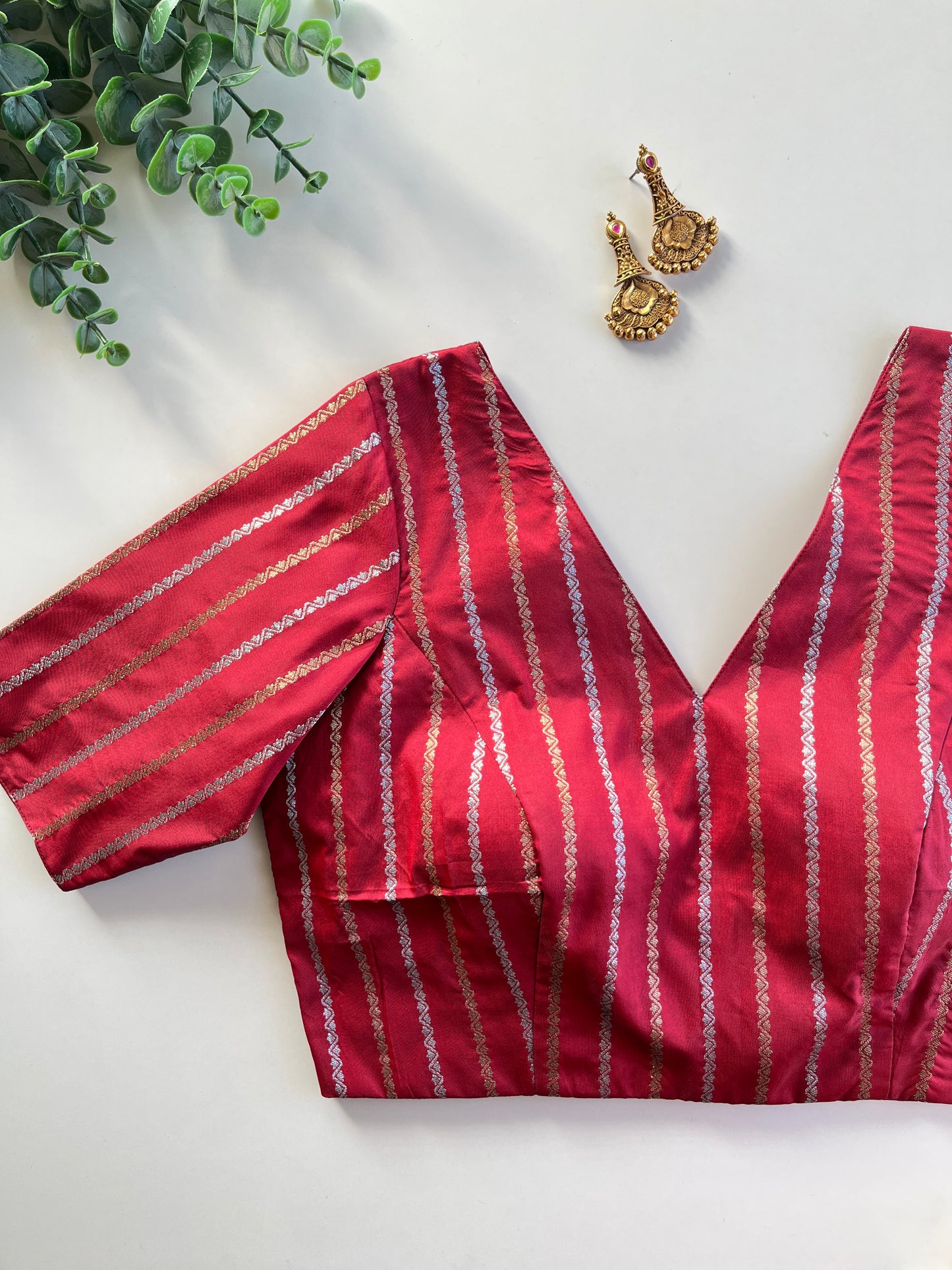 Crimson Red Linear Blouse