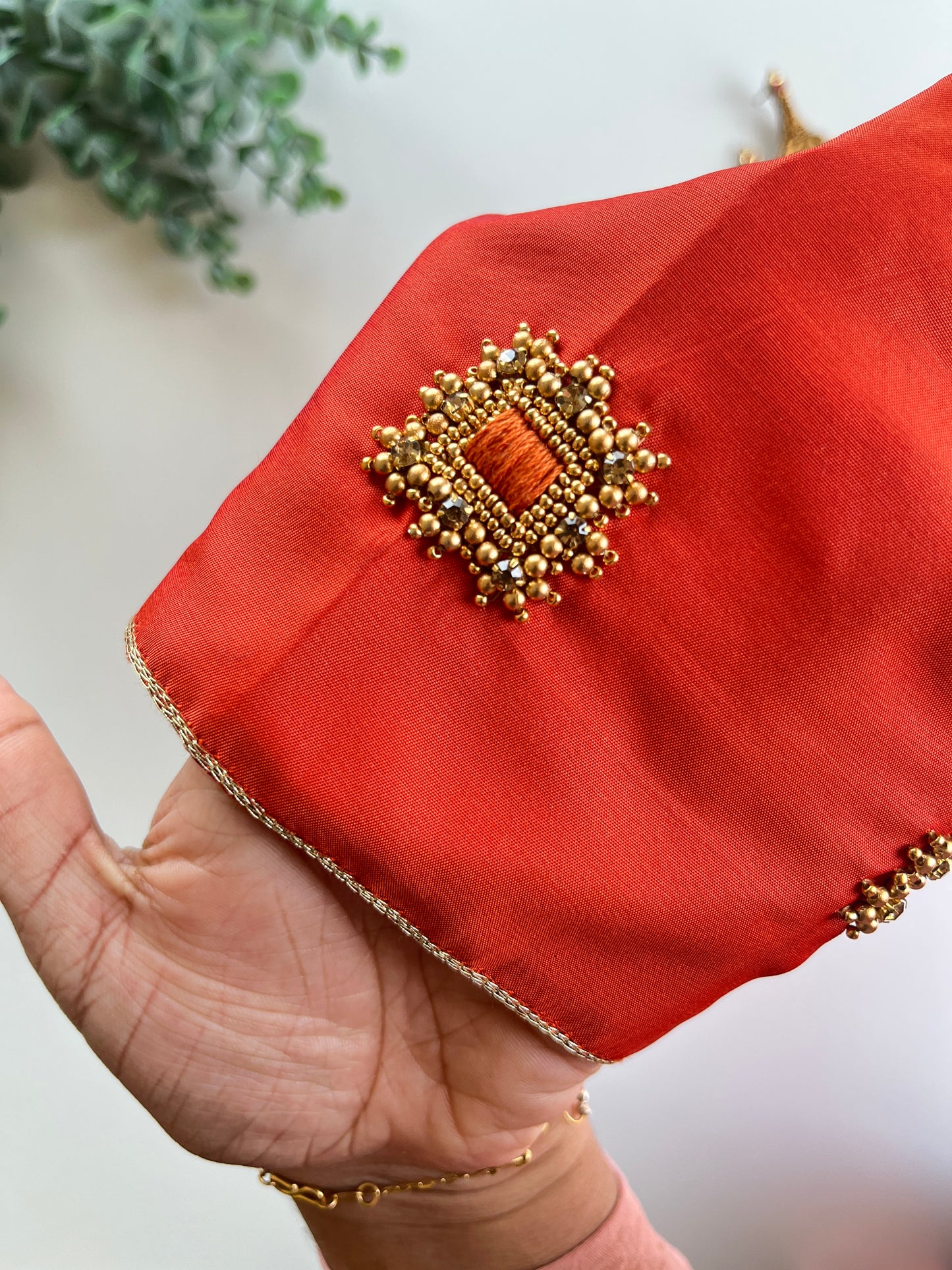 Orange Minimal Handwork Blouse