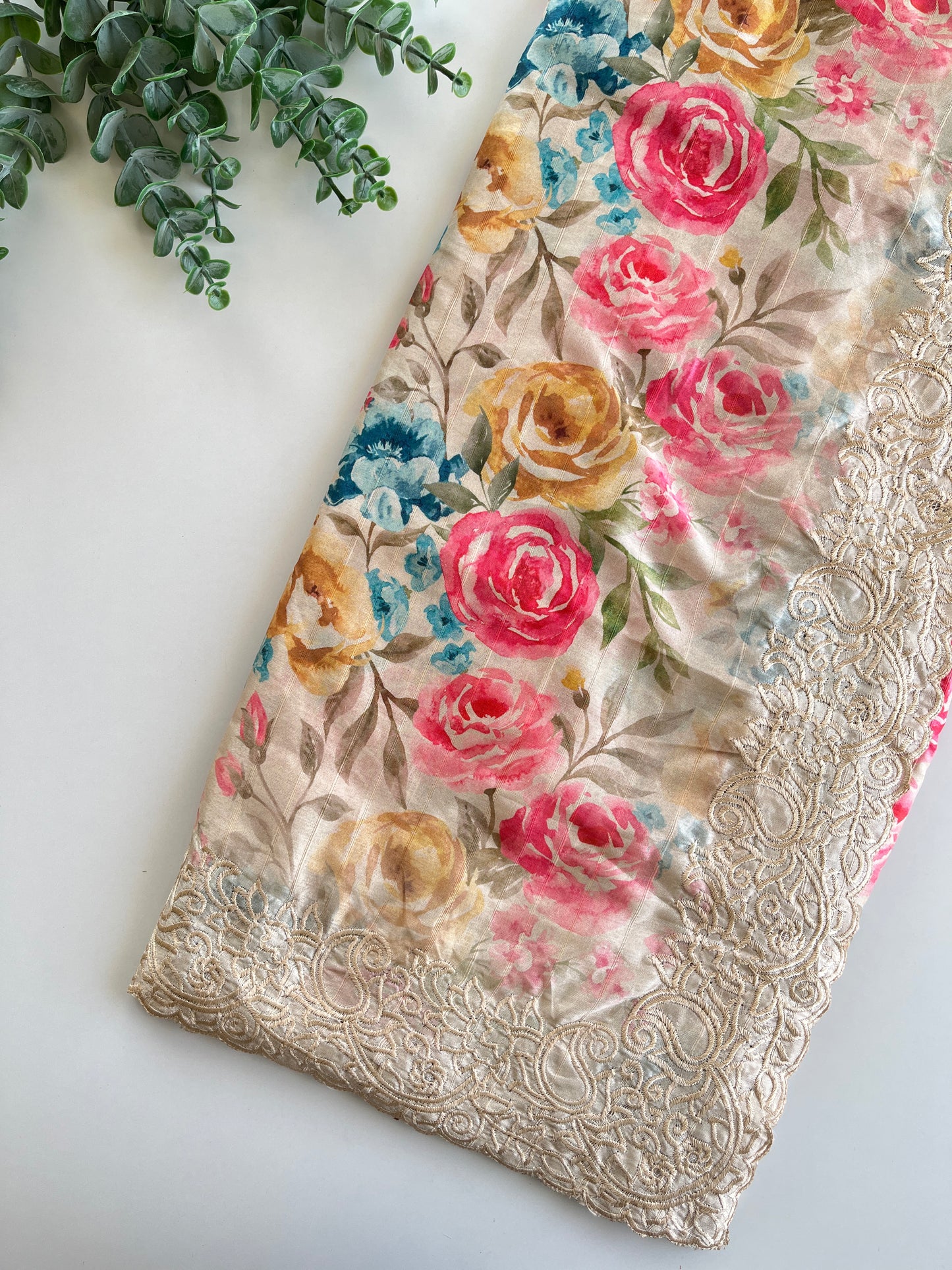 Nyra Saree in Beige & Pink