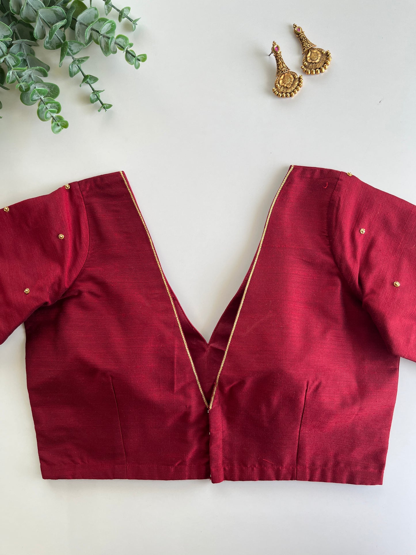 Maroon Minimal Handwork Blouse