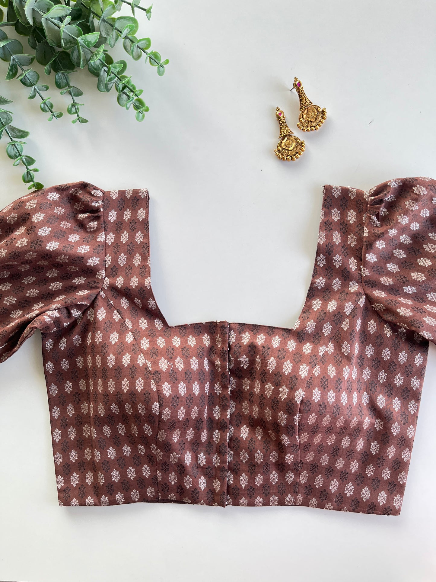 Chocolate Brown Brocade Blouse