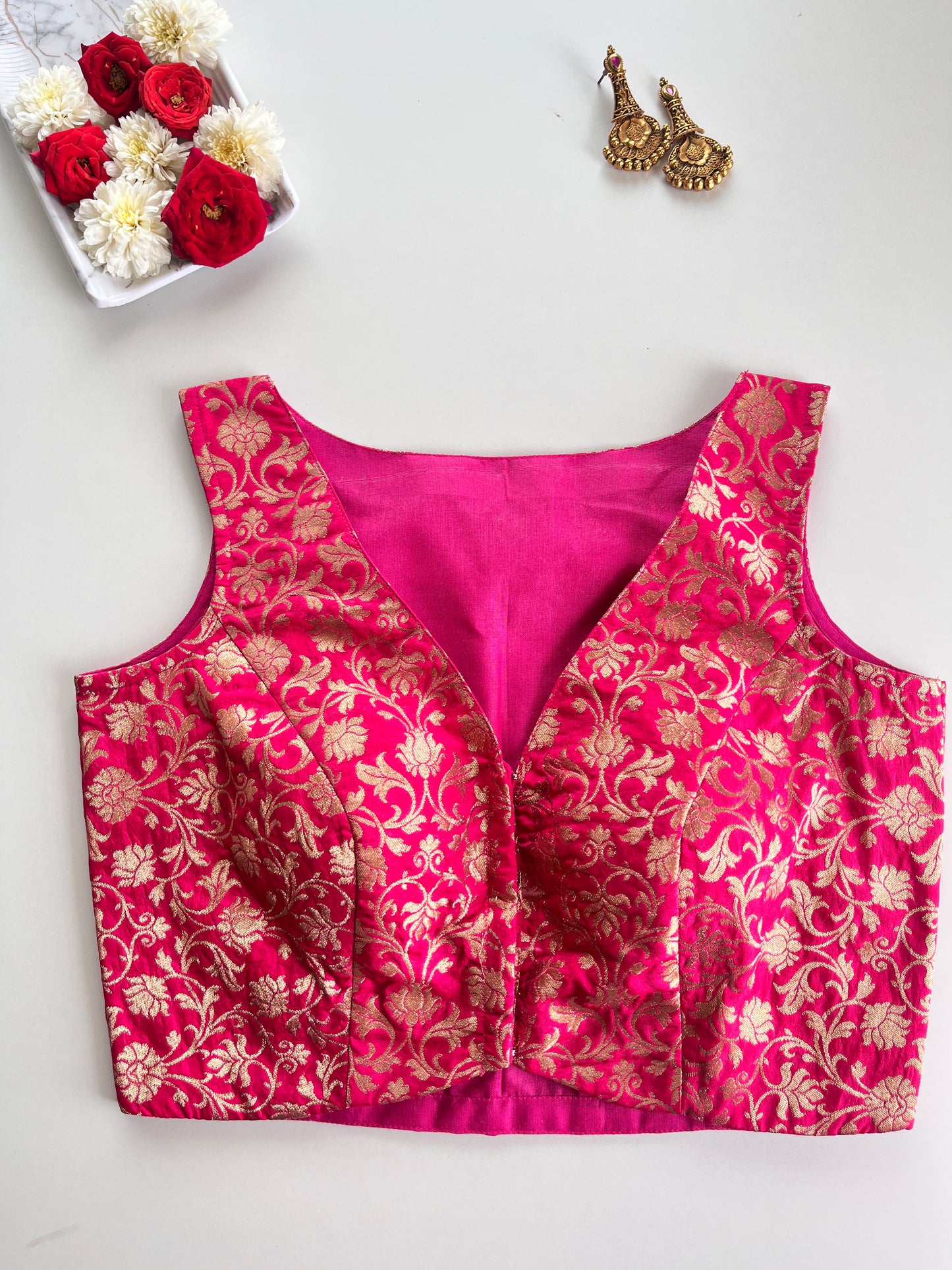 Pink Banaras Brocade Blouse