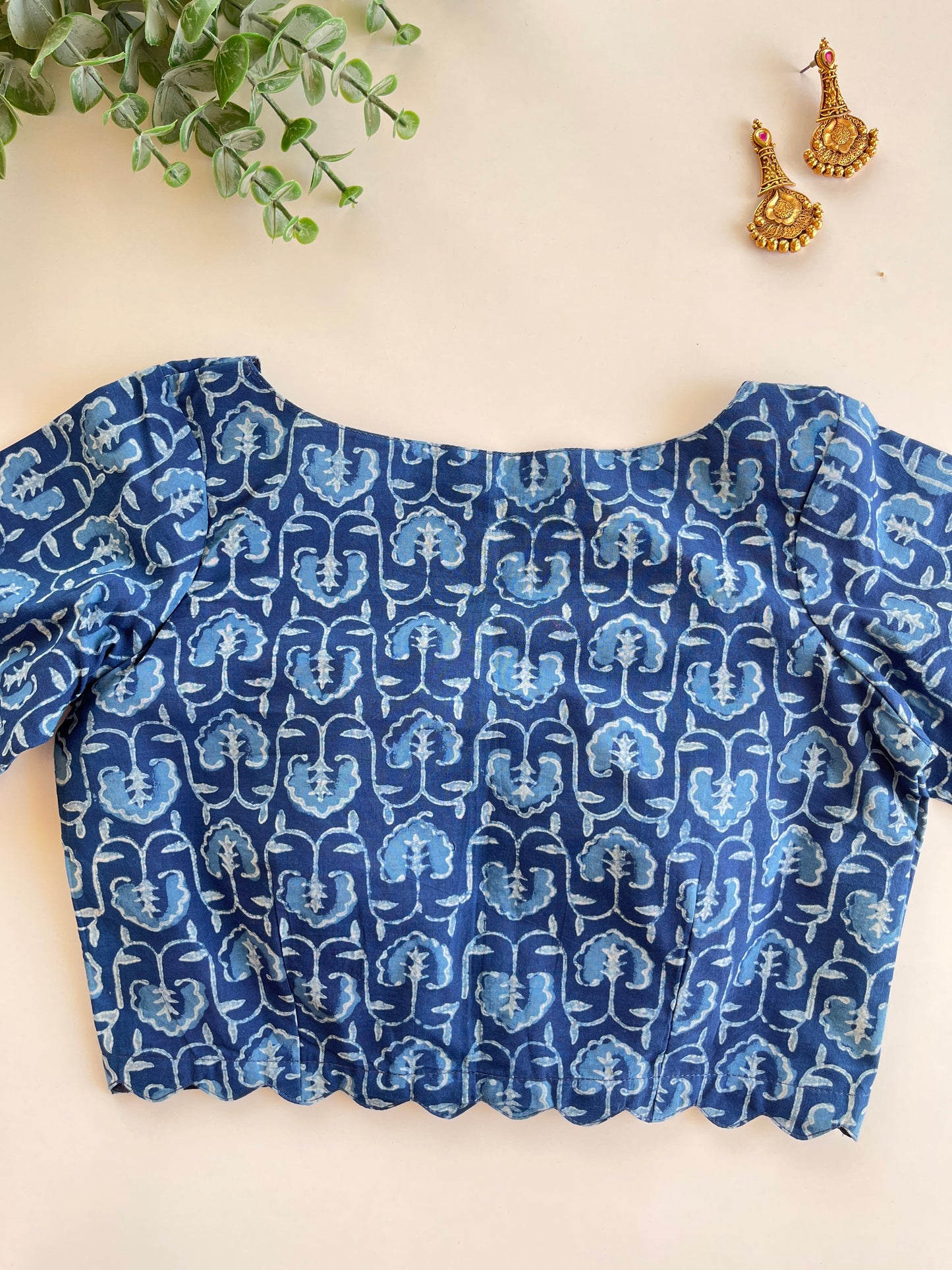 Indigo Scallop Blouse