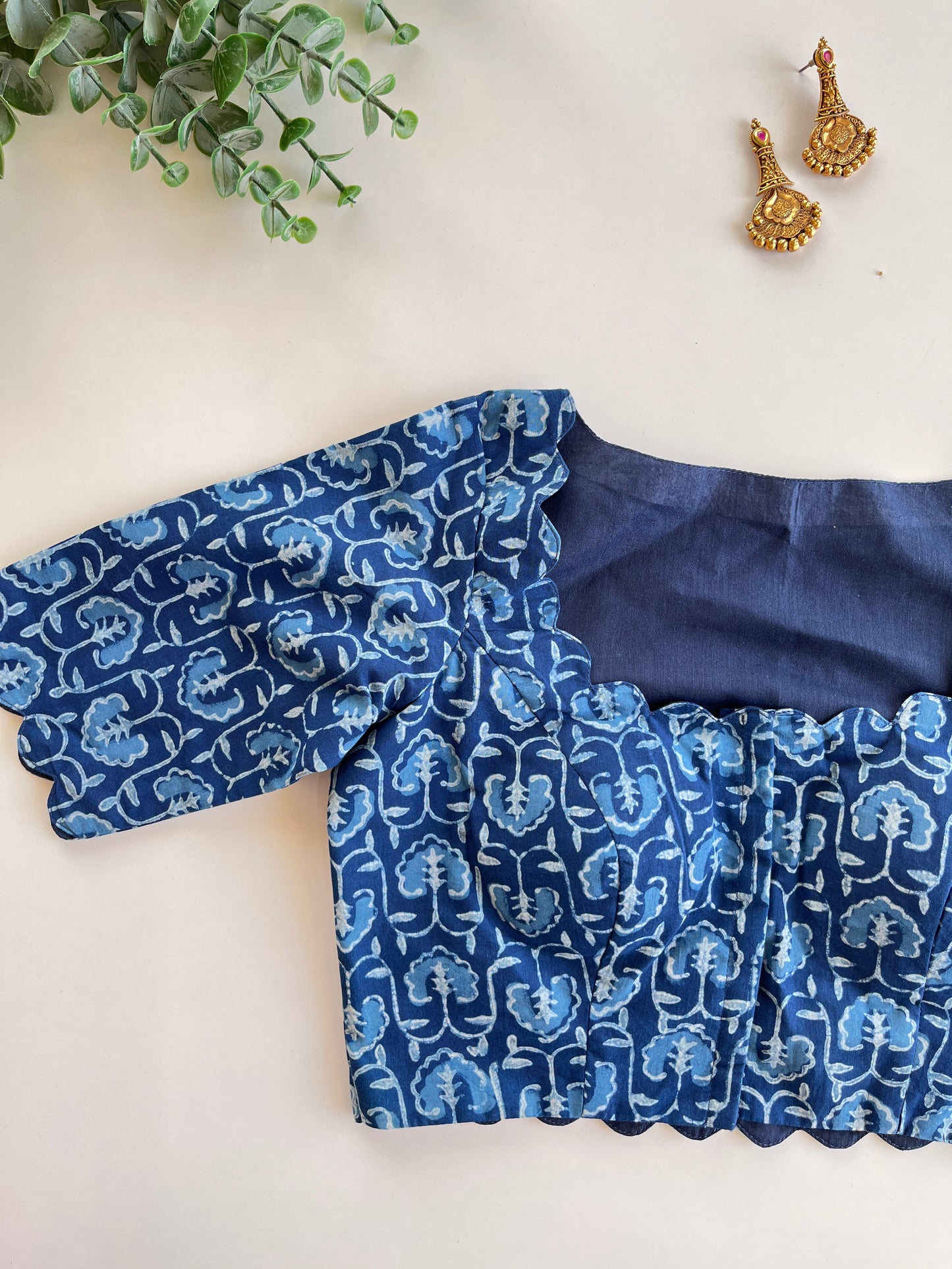 Indigo Scallop Blouse