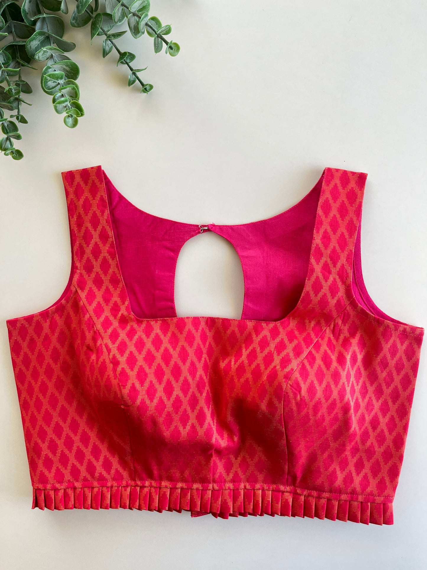 Pink Sleeveless Brocade Blouse