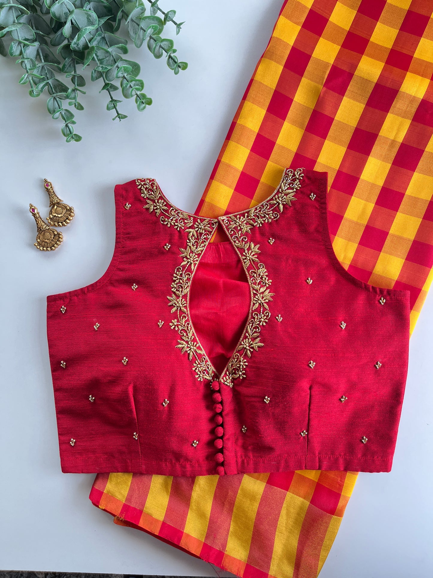 Nayan Inspired Soft Silk Saree & Red Blouse