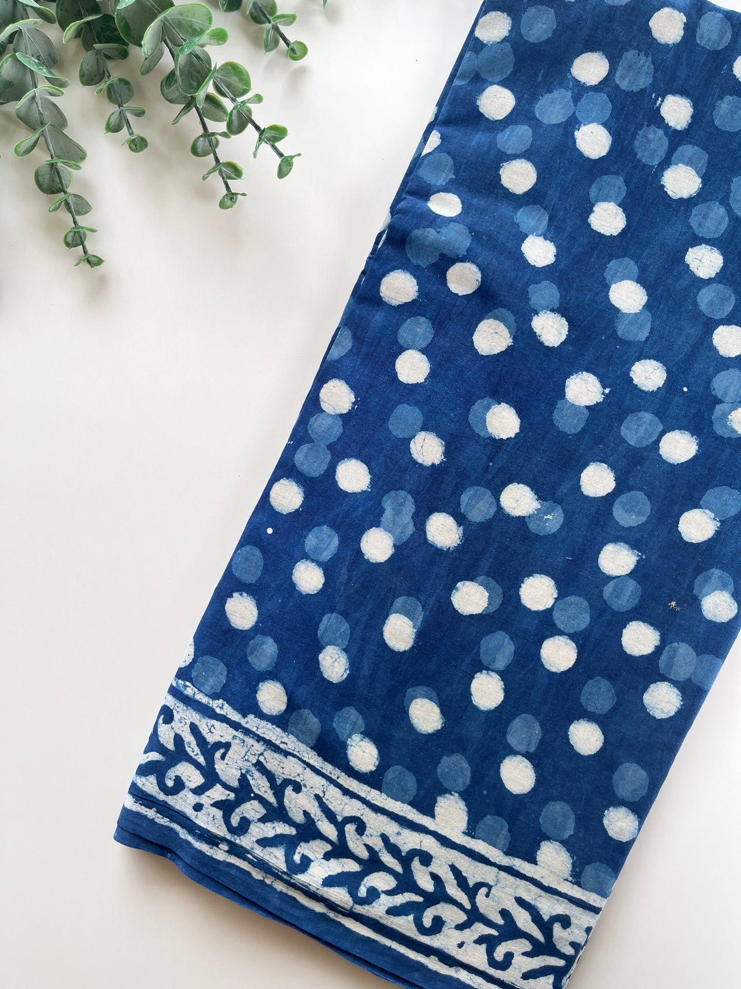 Indigo Block Printed Saree