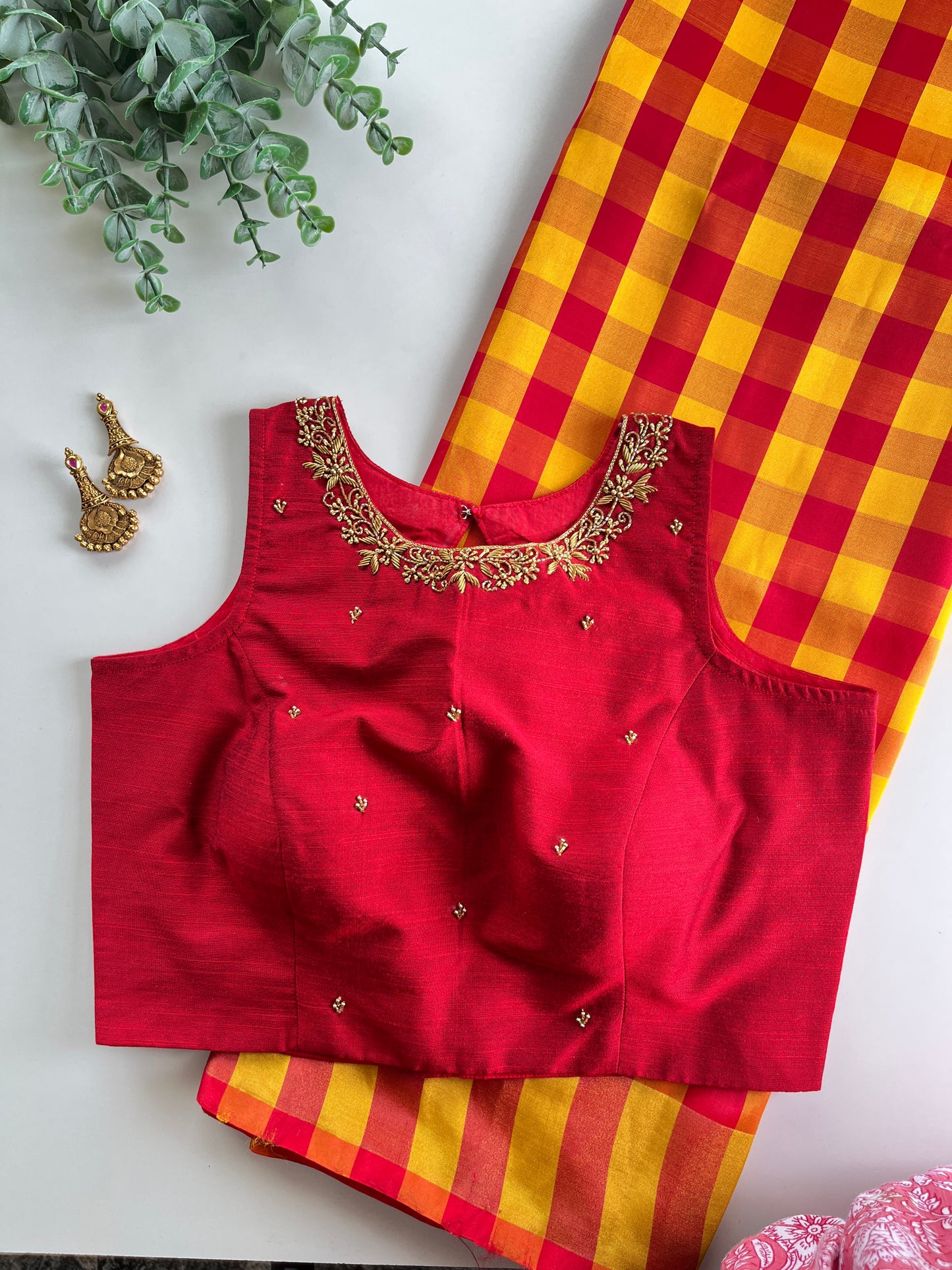 Nayan Inspired Soft Silk Saree & Red Blouse