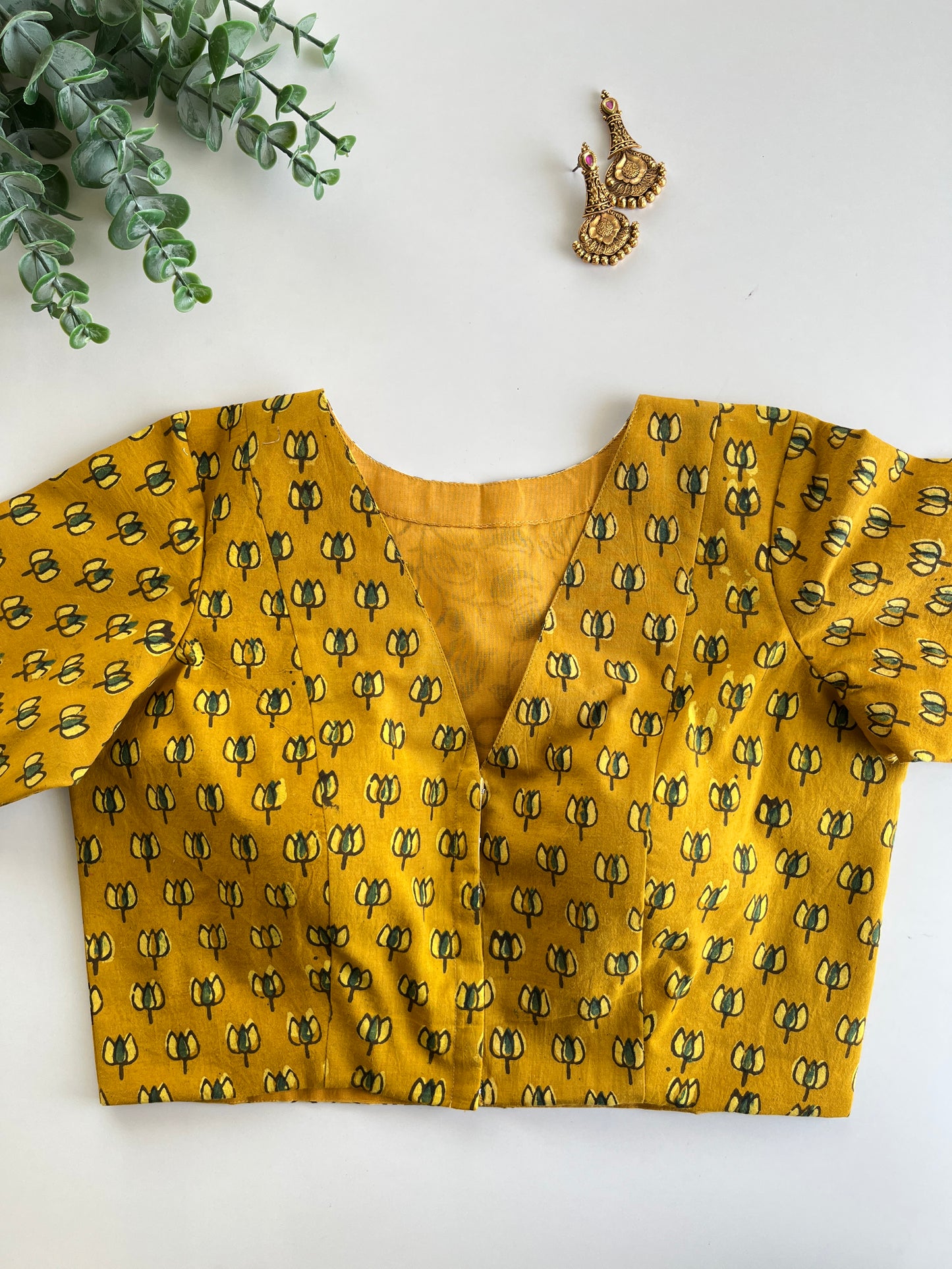 Yellow Lotus Ajrakh Blouse