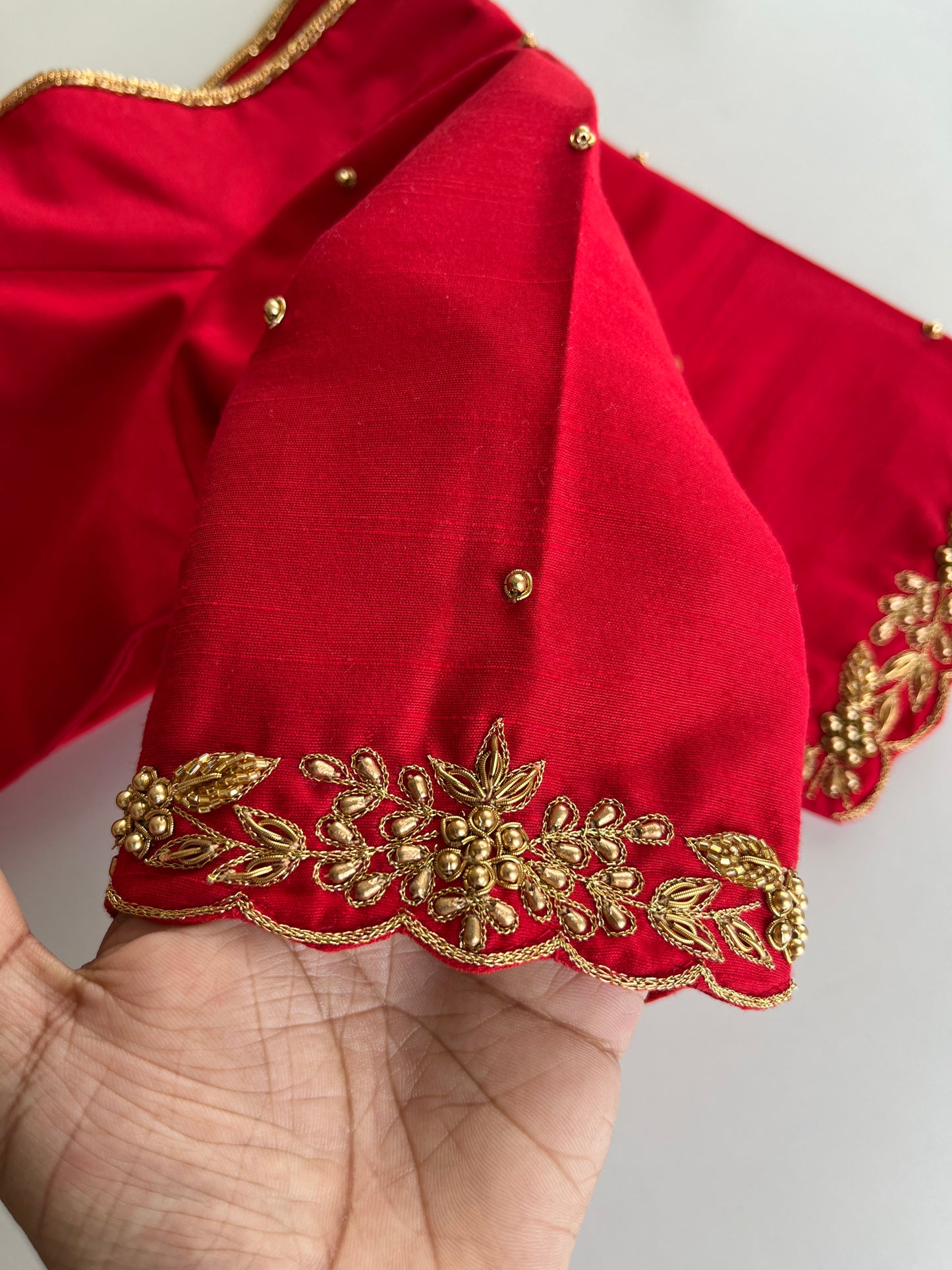 Red Minimal Handwork Blouse